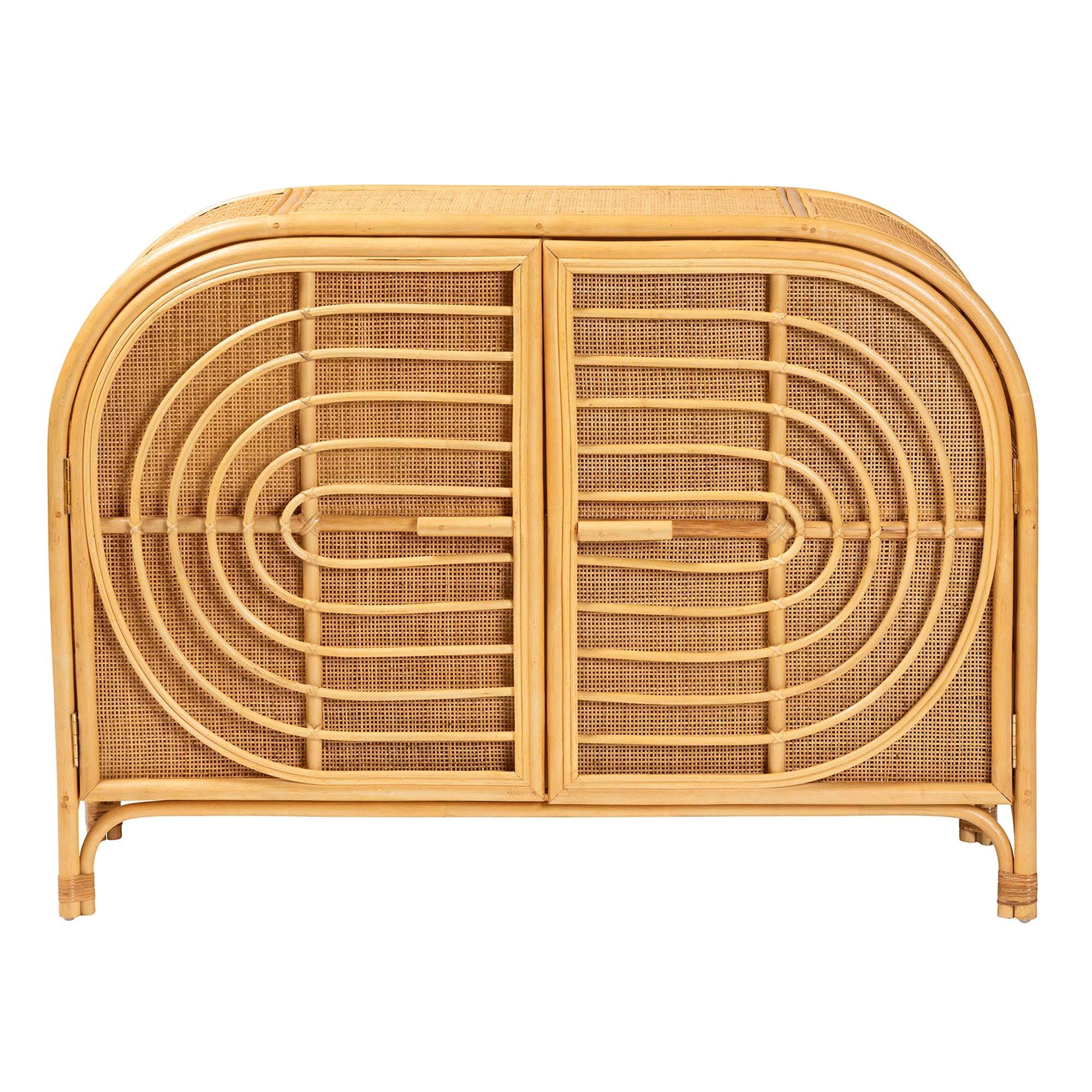 Bali & Pari Ovalet Modern Bohemian Rattan 2-Door Sideboard