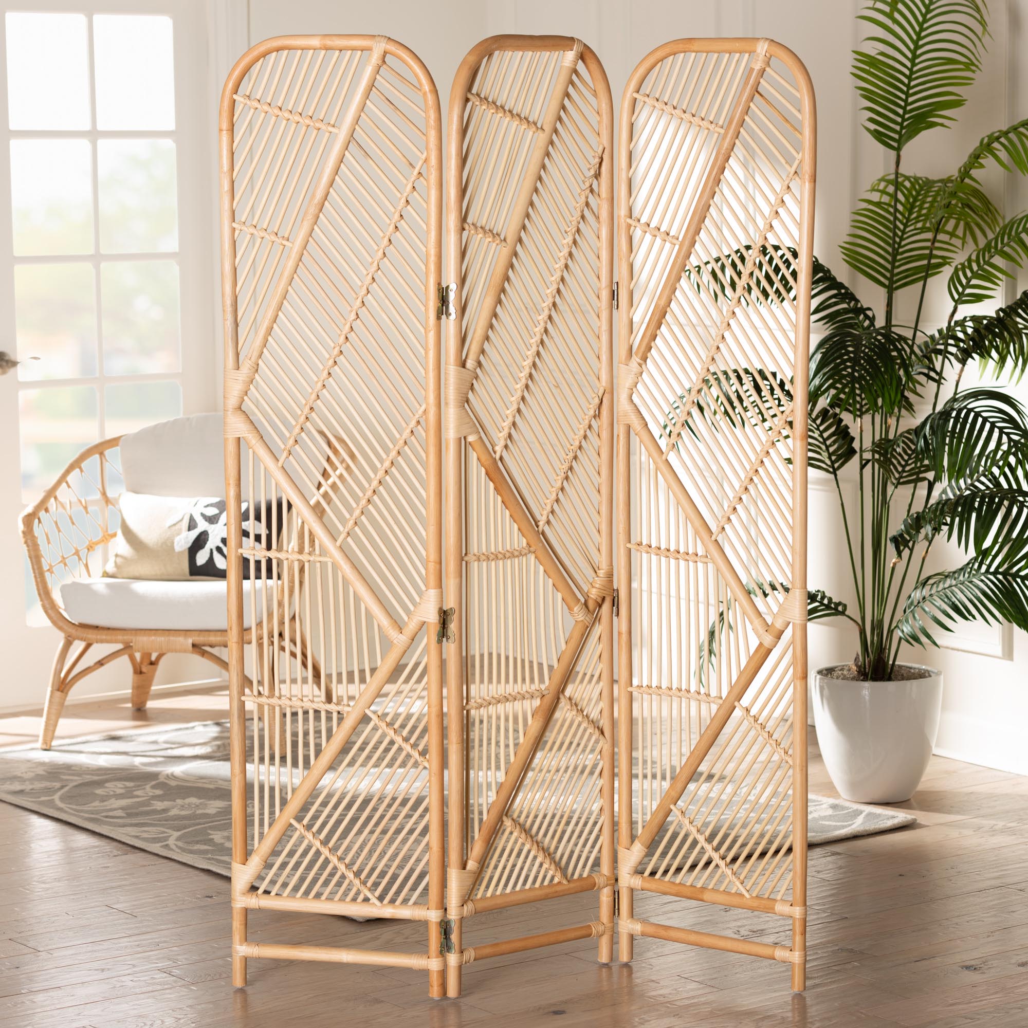 Bali & Pari Firenze Modern Bohemian Rattan Room Divider