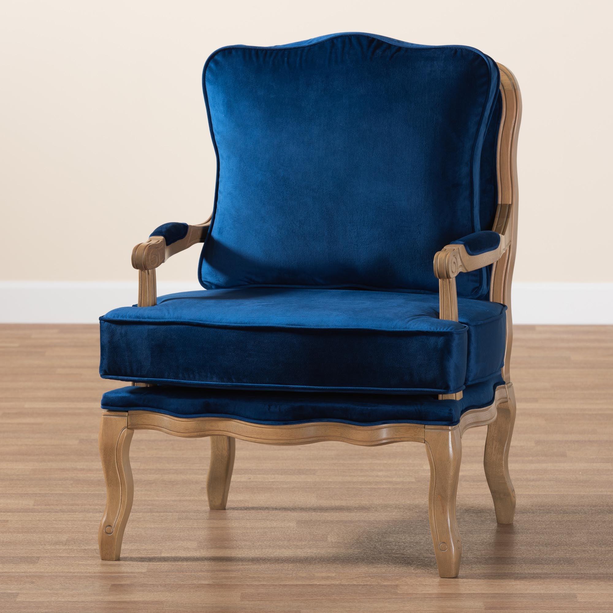 Jules Traditional Fabric and French Finished Wood Accent Chair