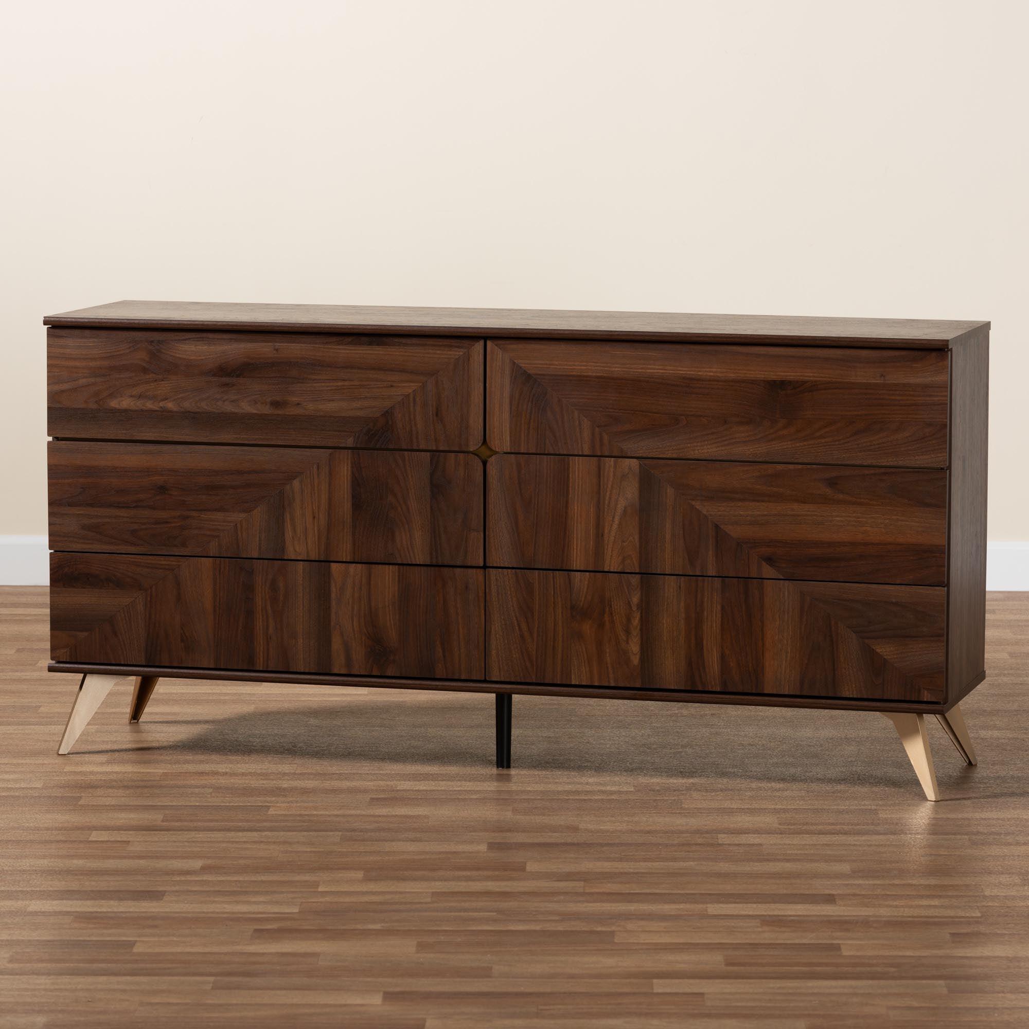 Graceland Mid-Century Modern Transitional Finished Wood 6-Drawer Dresser