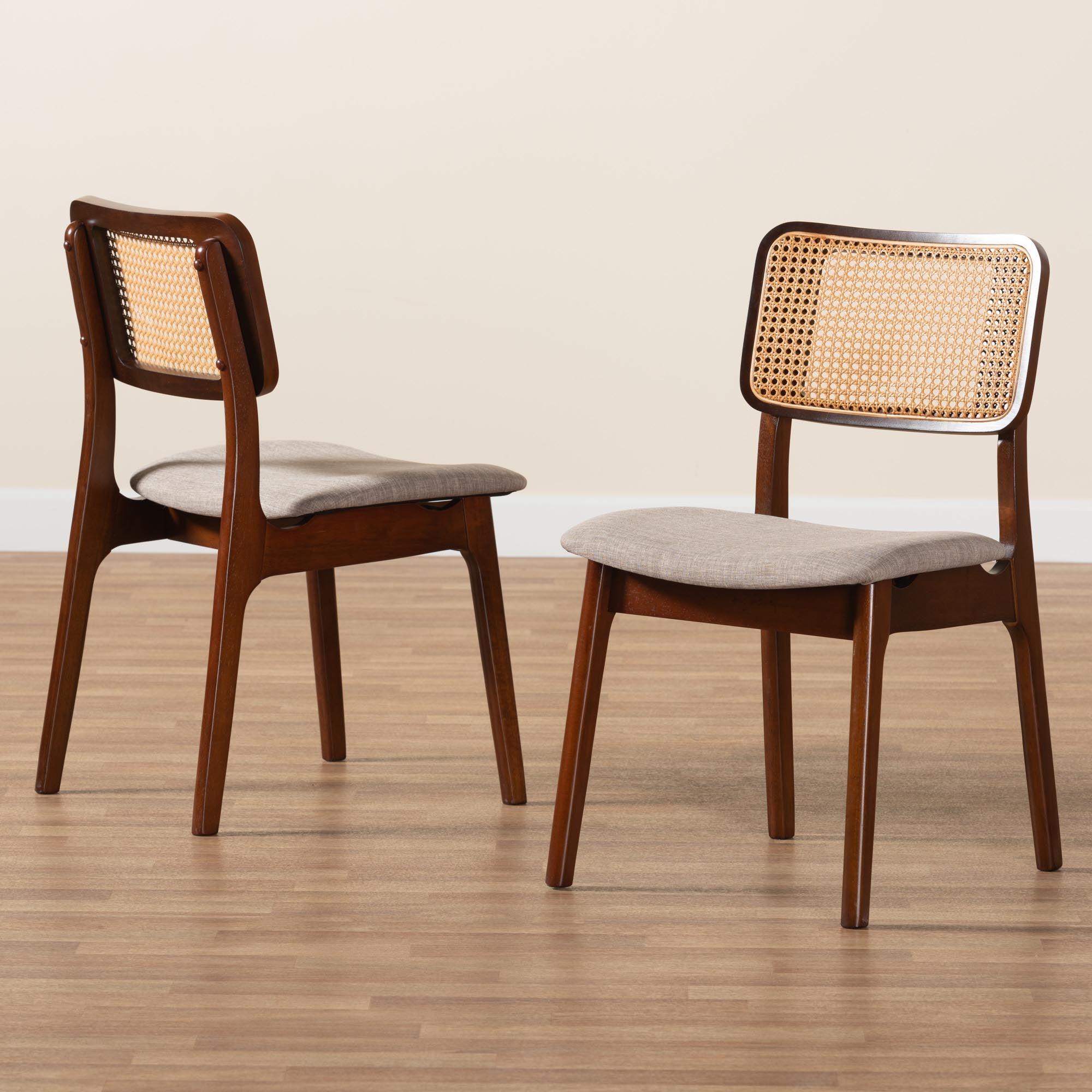 Dannon Mid-Century Modern Fabric and Finished Wood 2-Piece Dining Chair Set