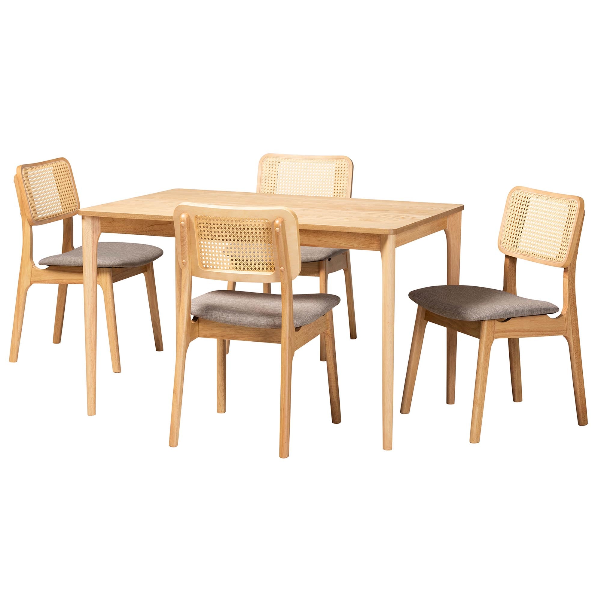 Dannon Mid-Century Modern Fabric and Finished Wood 5-Piece Dining Set