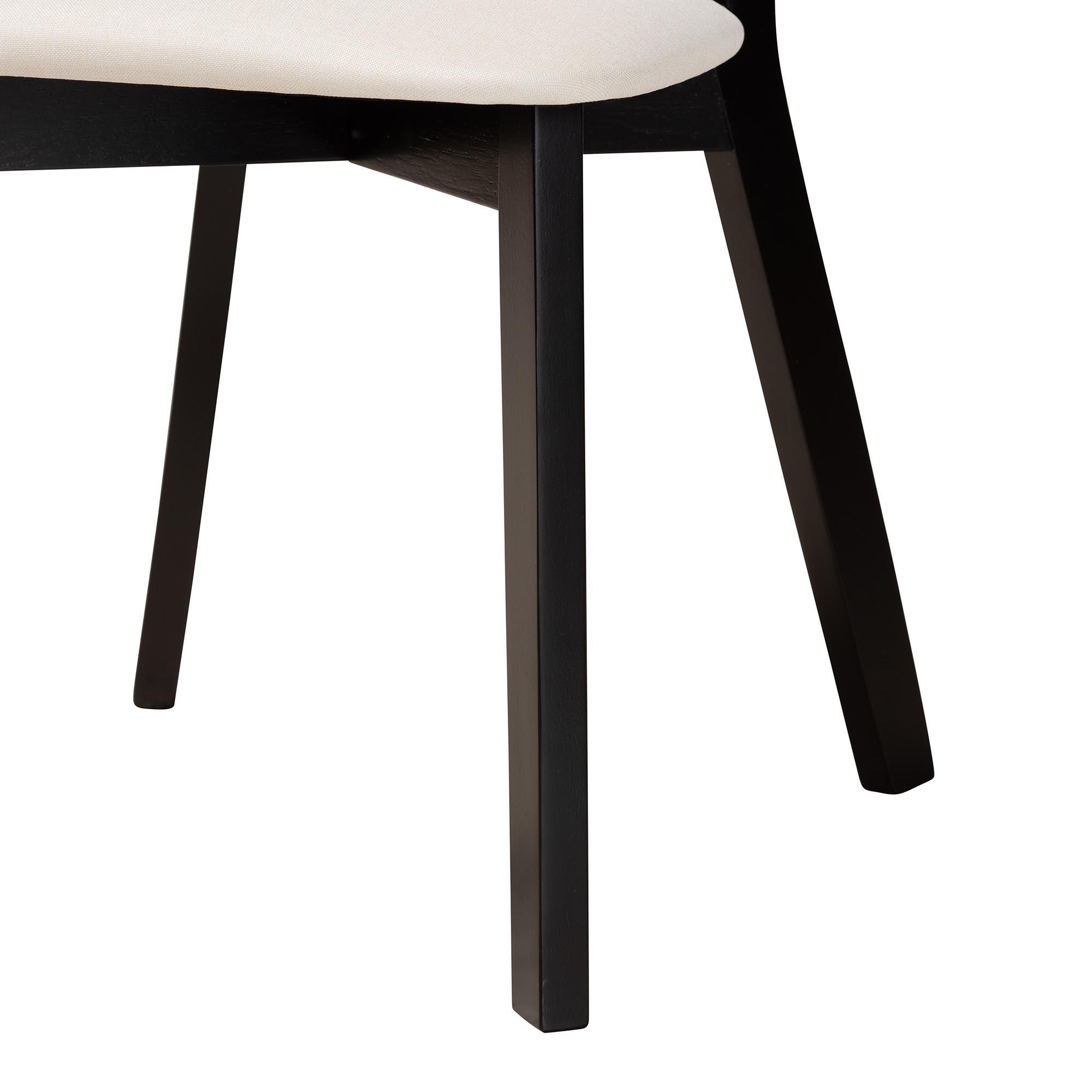 Dannell Mid-Century Modern Cream Fabric and Finished Wood 5-Piece Dining Set