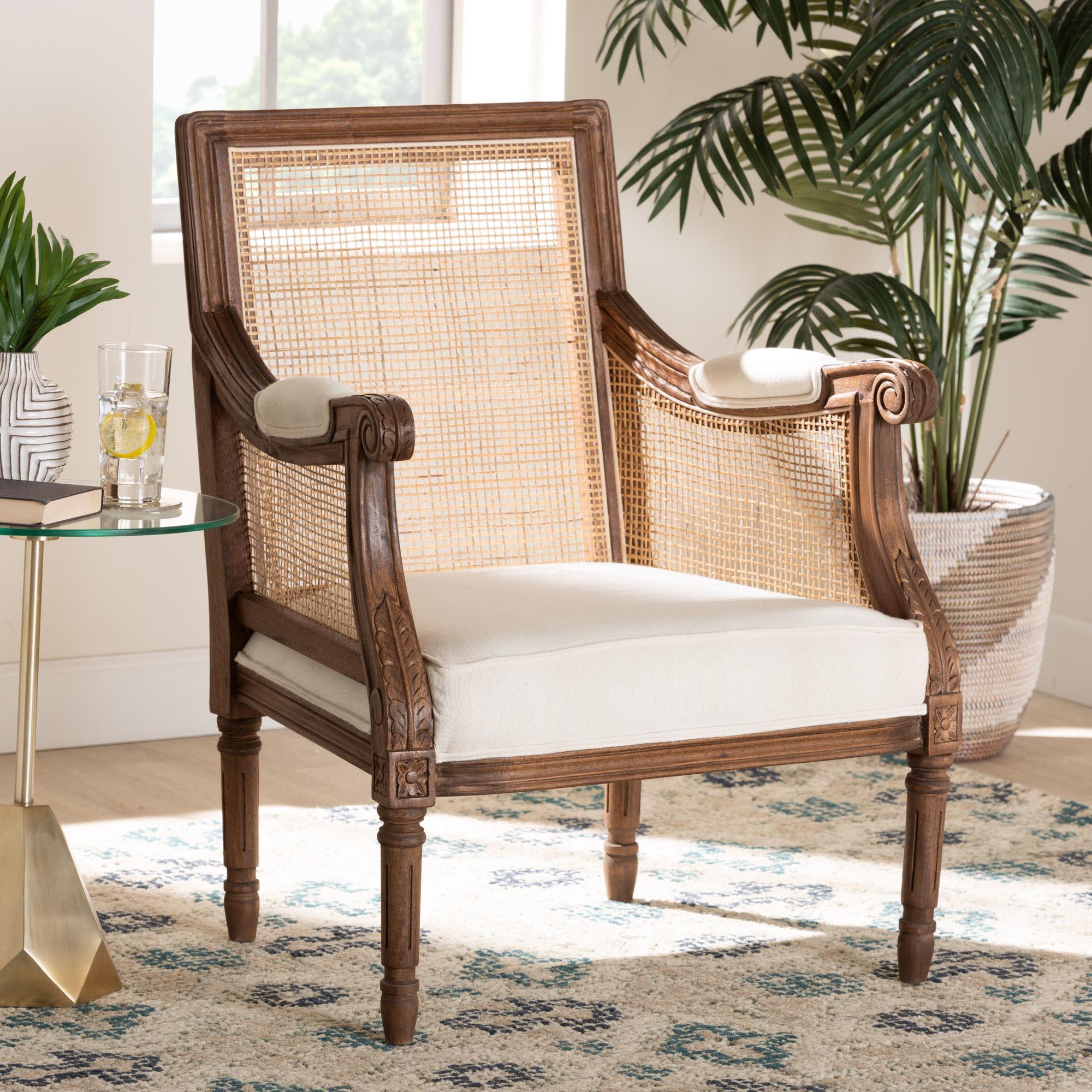 Bali & Pari Desmond Traditional French Fabric and Finished Wood Accent Chair