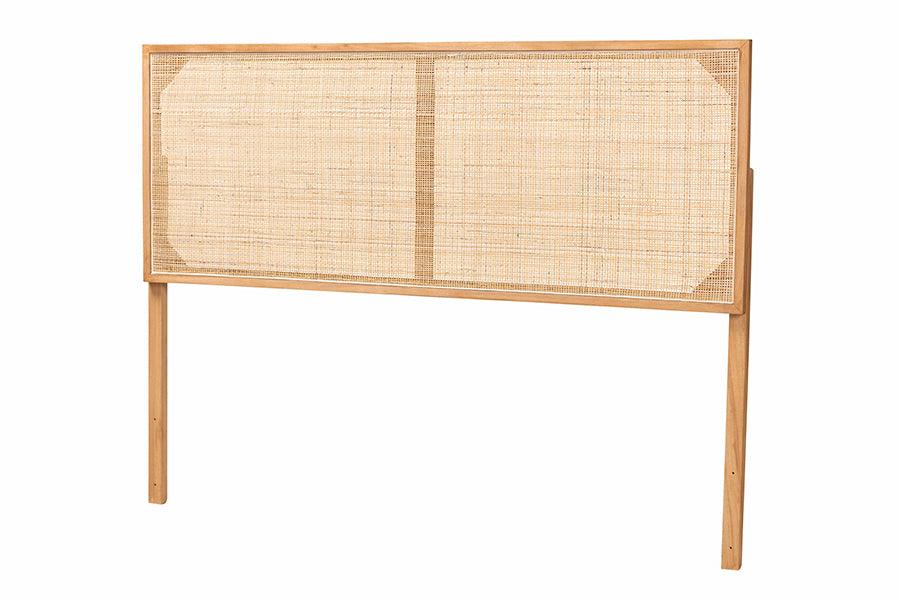 Bali & Pari Aurelia Modern Bohemian Finished Bayur Wood and Rattan Headboard