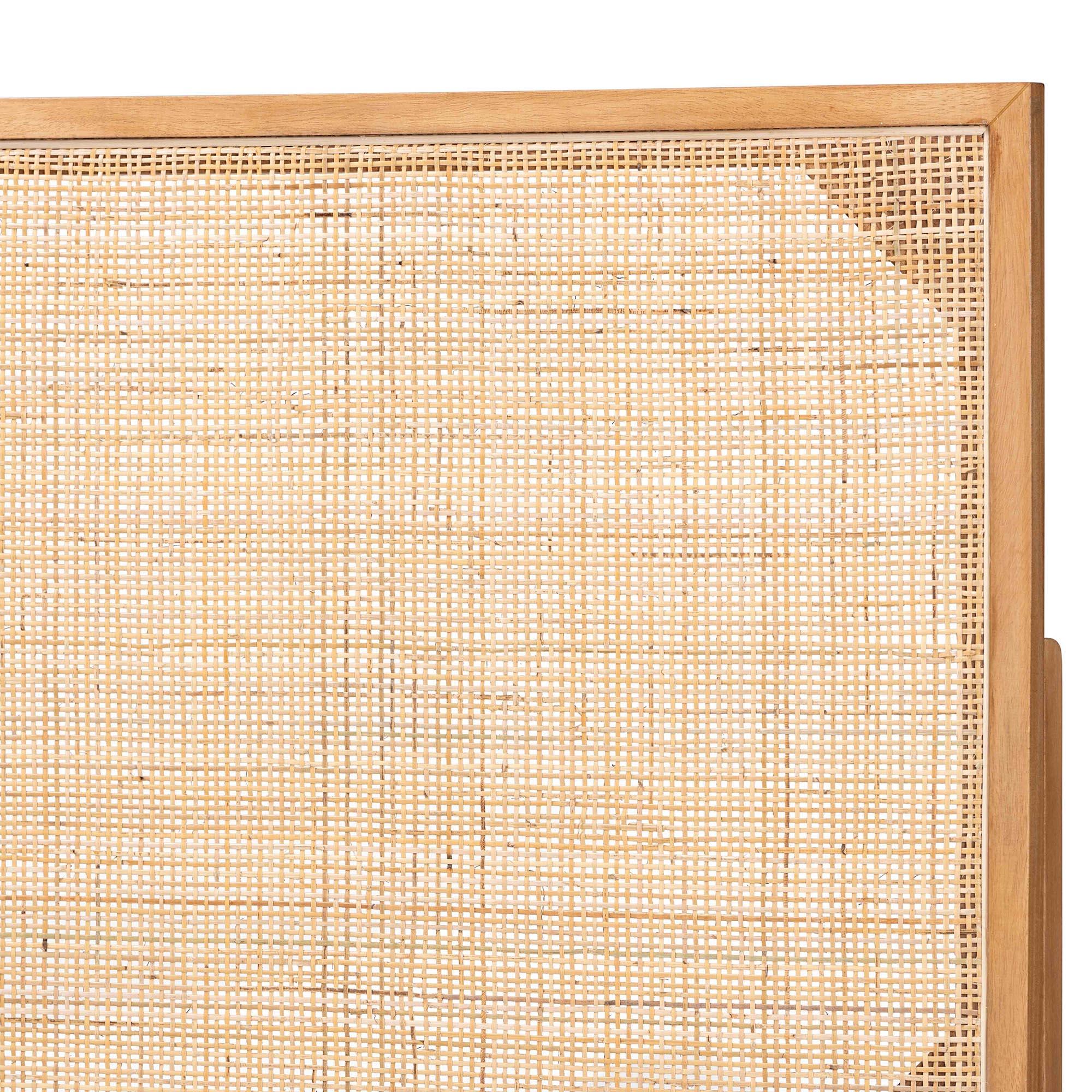 Bali & Pari Aurelia Modern Bohemian Finished Bayur Wood and Rattan Headboard