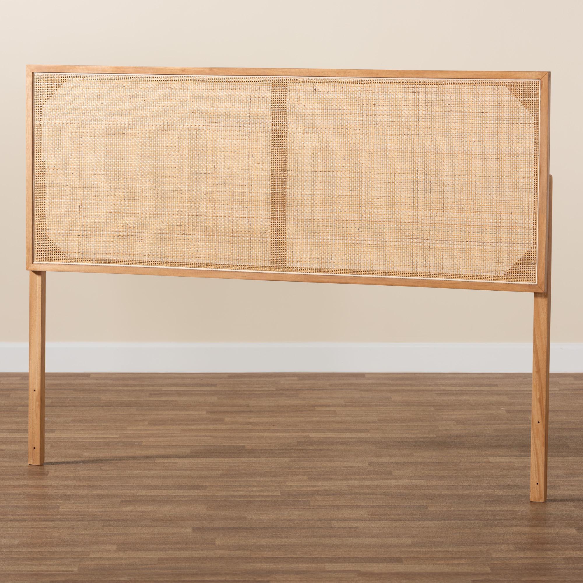 Bali & Pari Aurelia Modern Bohemian Finished Bayur Wood and Rattan Headboard