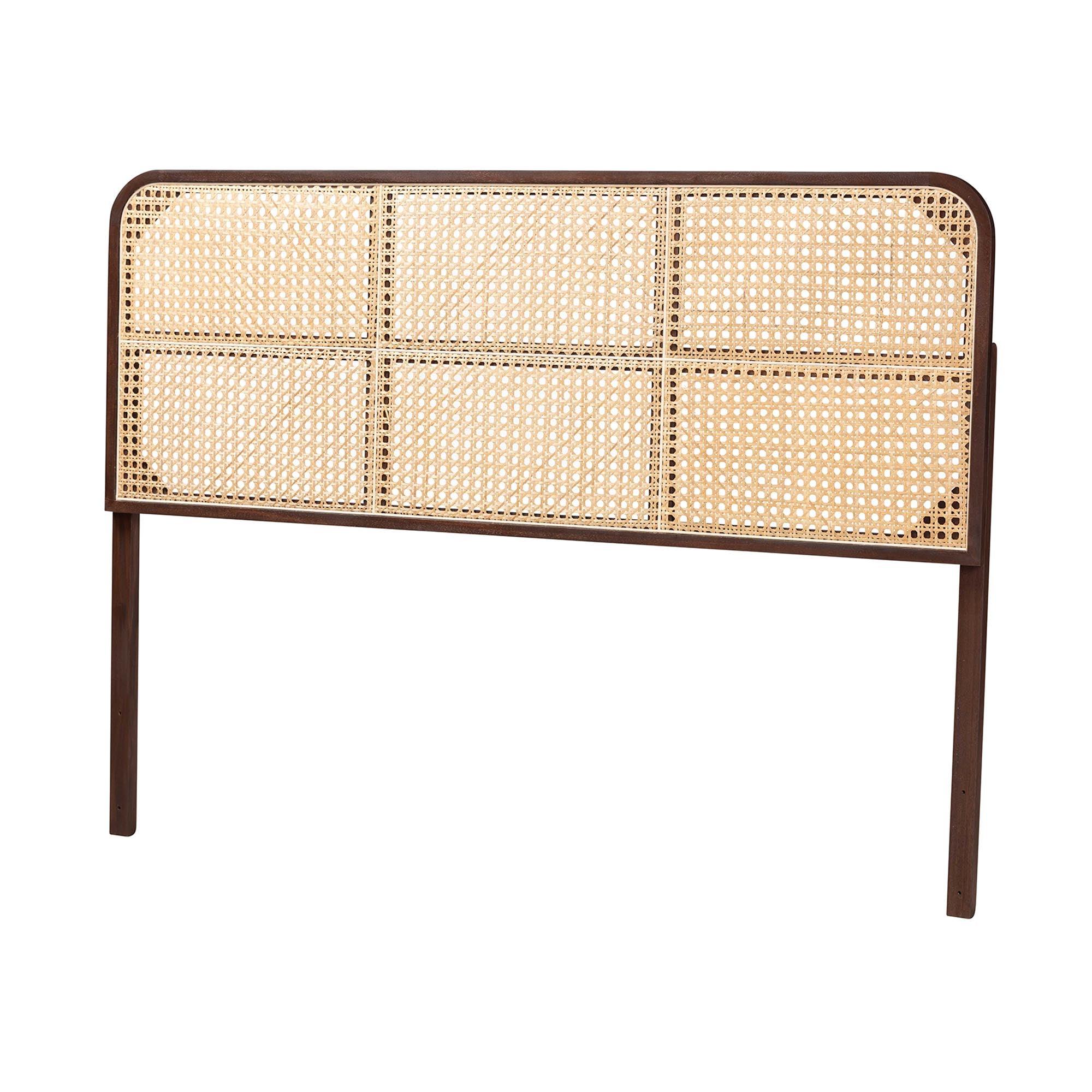 Bali & Pari Lainer Modern Bohemian Finished Bayur Wood and Bamboo Headboard