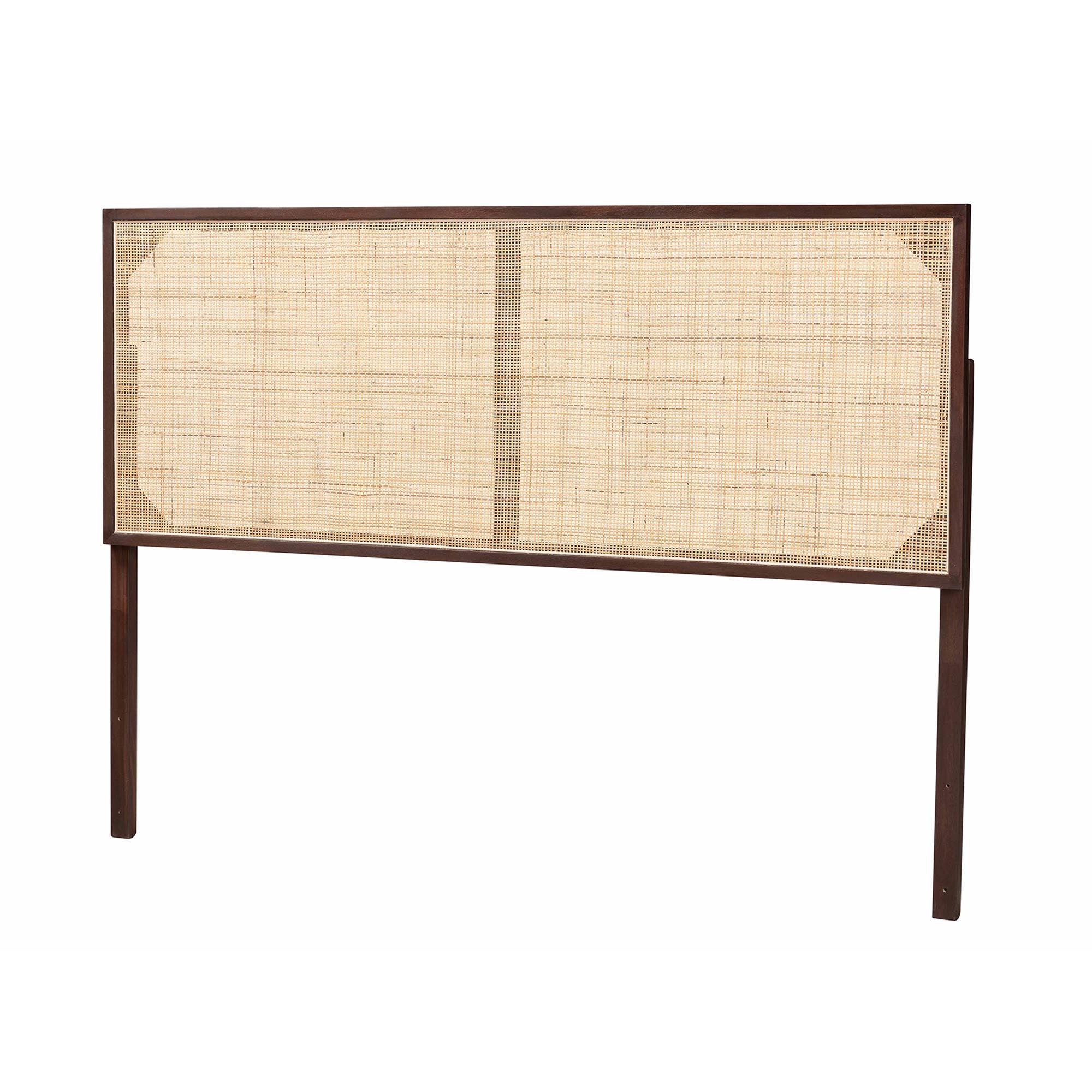 Bali & Pari Aurelia Modern Bohemian Finished Bayur Wood and Rattan Headboard