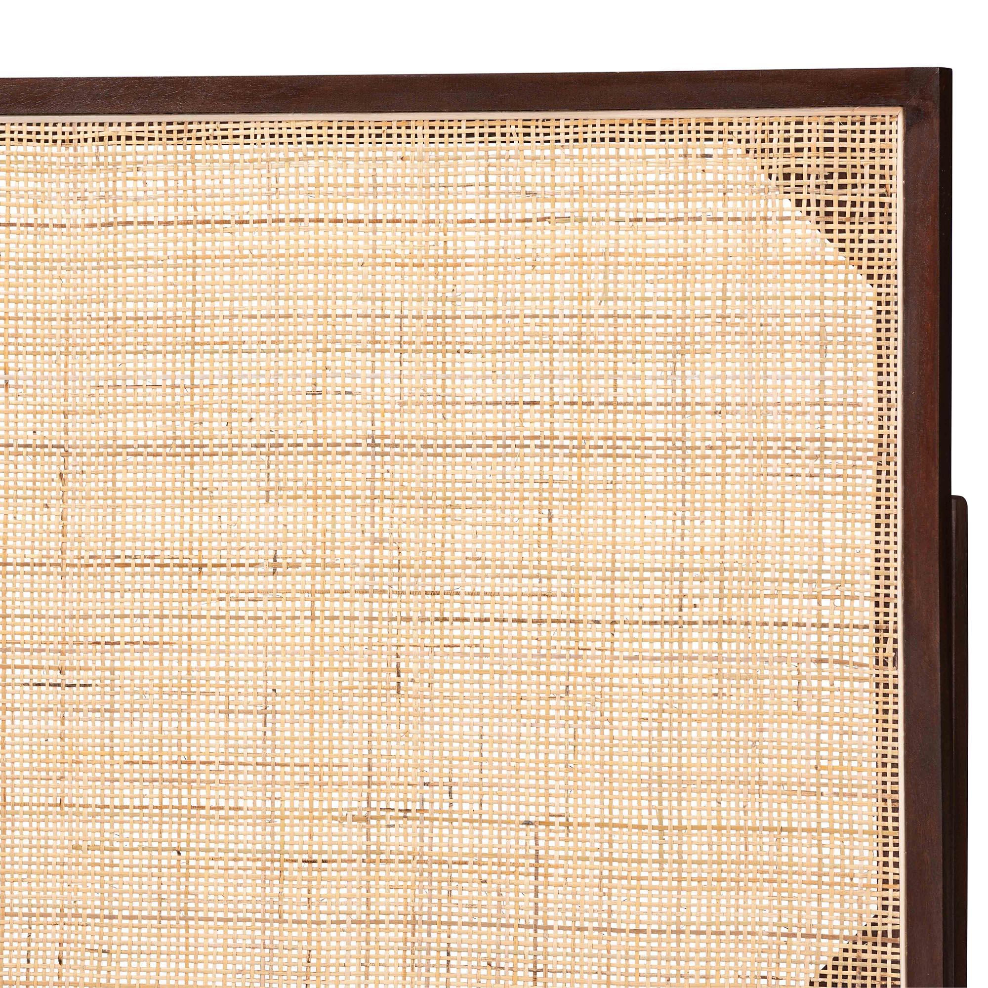Bali & Pari Aurelia Modern Bohemian Finished Bayur Wood and Rattan Headboard