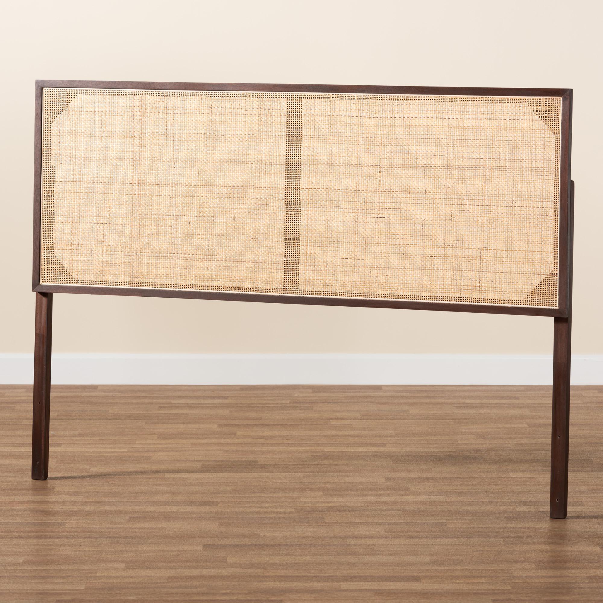Bali & Pari Aurelia Modern Bohemian Finished Bayur Wood and Rattan Headboard
