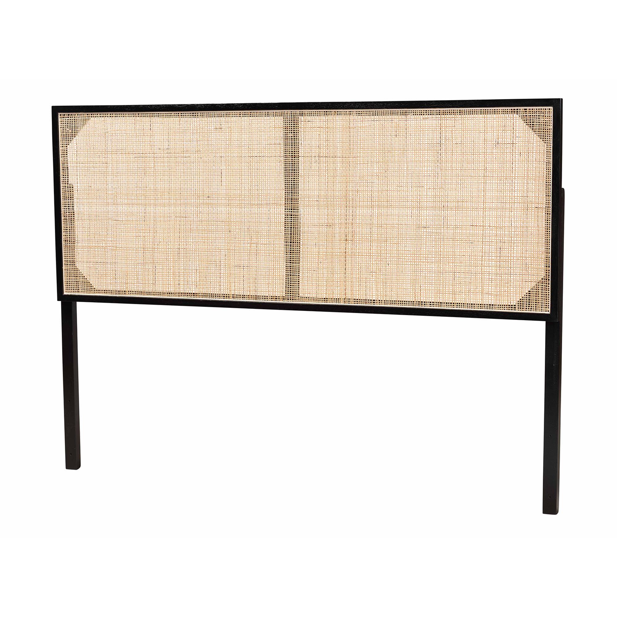 Bali & Pari Aurelia Modern Bohemian Finished Bayur Wood and Rattan Headboard