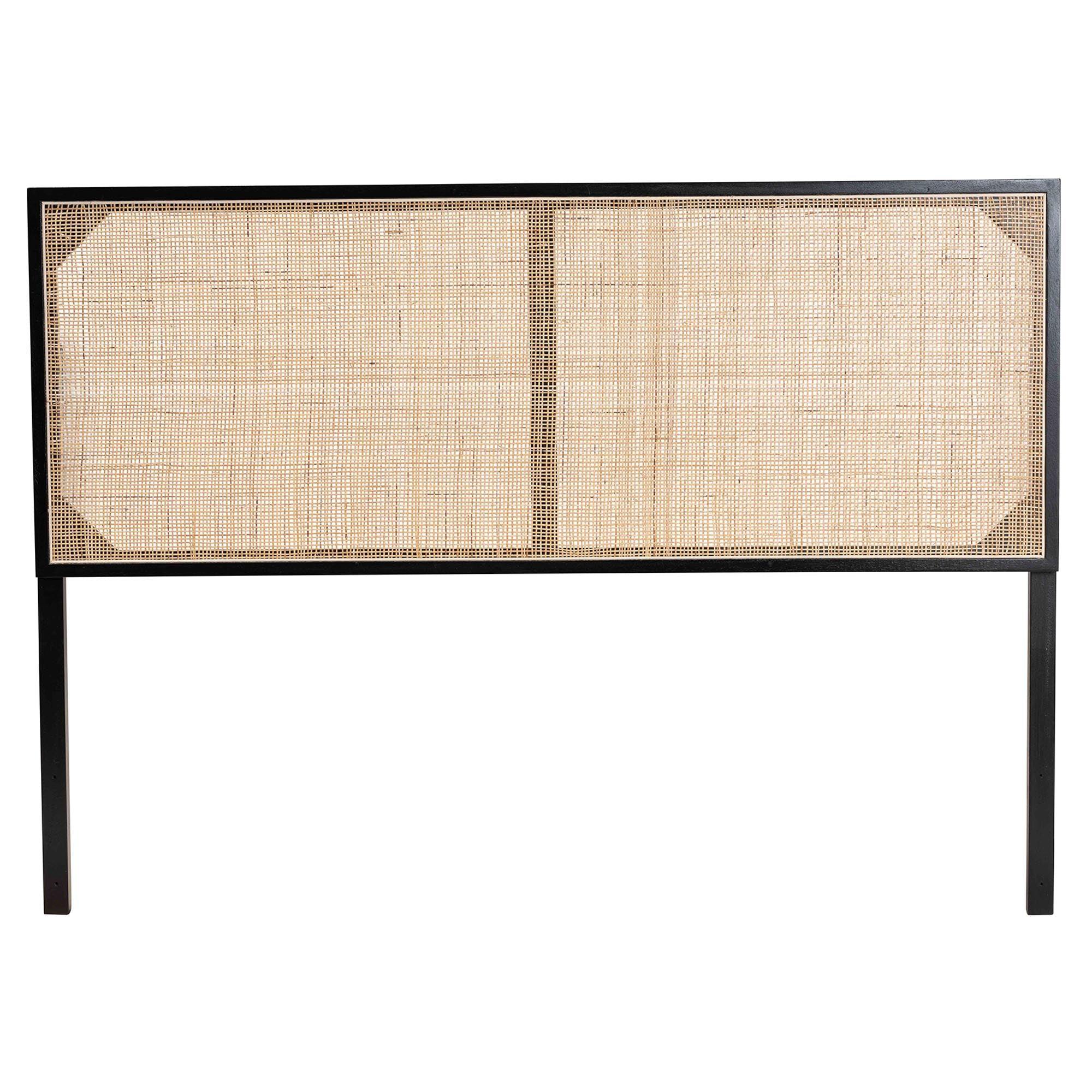 Bali & Pari Aurelia Modern Bohemian Finished Bayur Wood and Rattan Headboard
