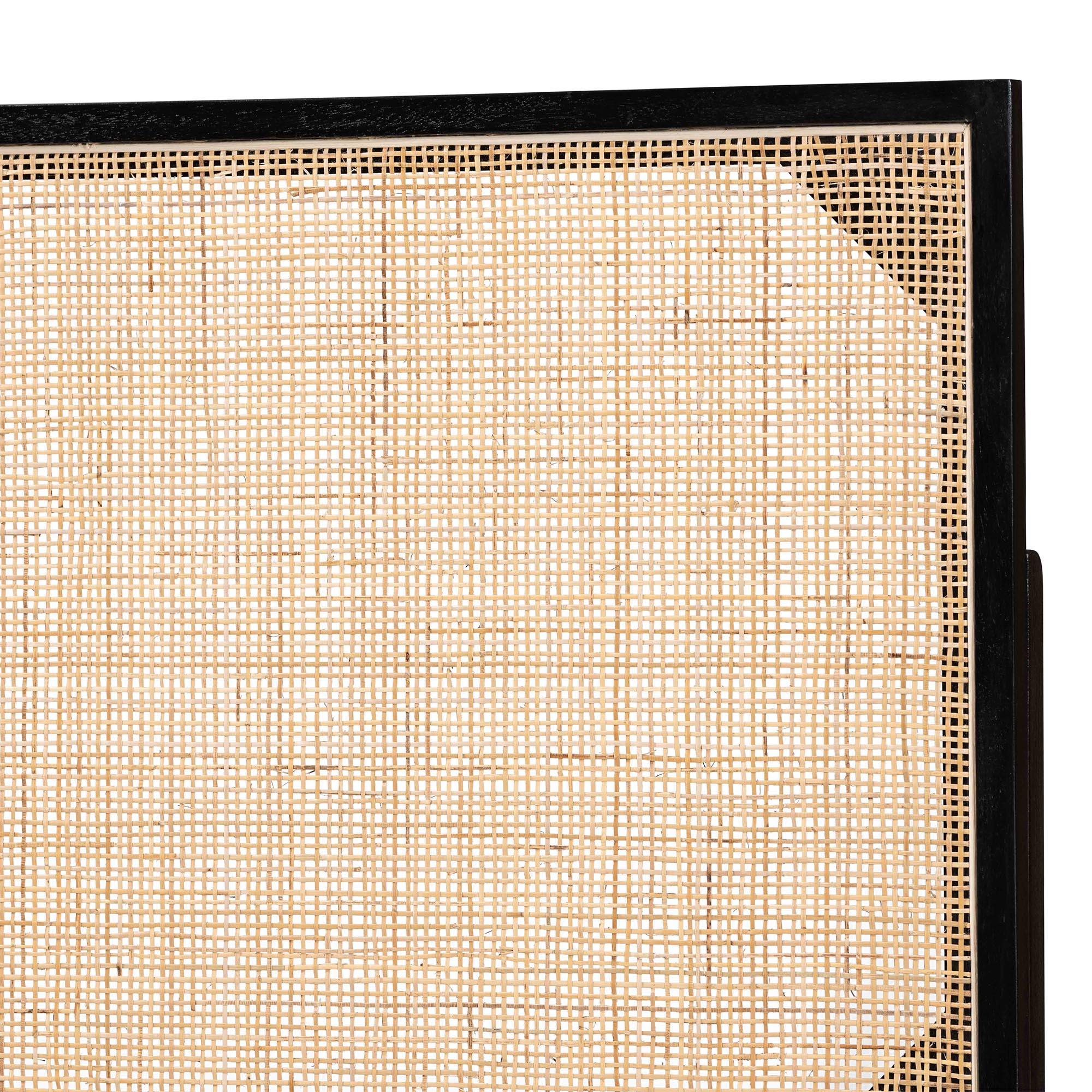 Bali & Pari Aurelia Modern Bohemian Finished Bayur Wood and Rattan Headboard