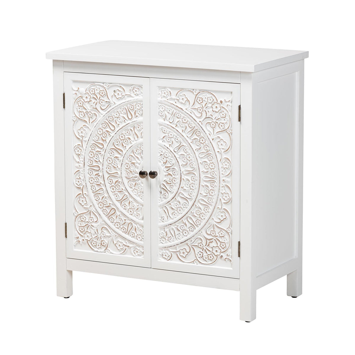 Yelena Classic and Traditional Finished Wood 2-Door Storage Cabinet