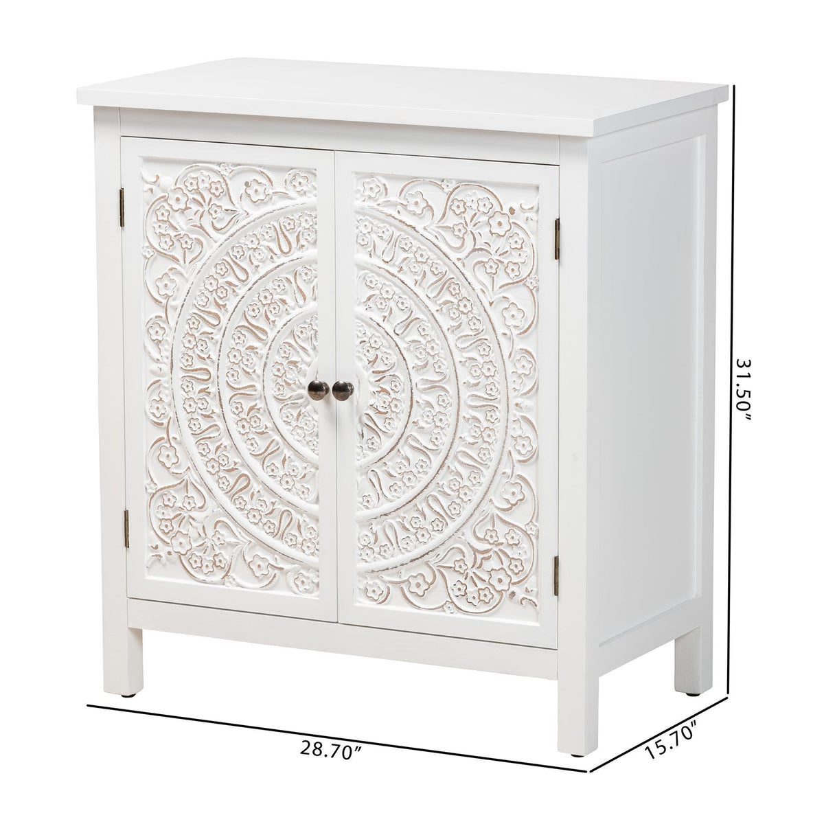 Yelena Classic and Traditional Finished Wood 2-Door Storage Cabinet