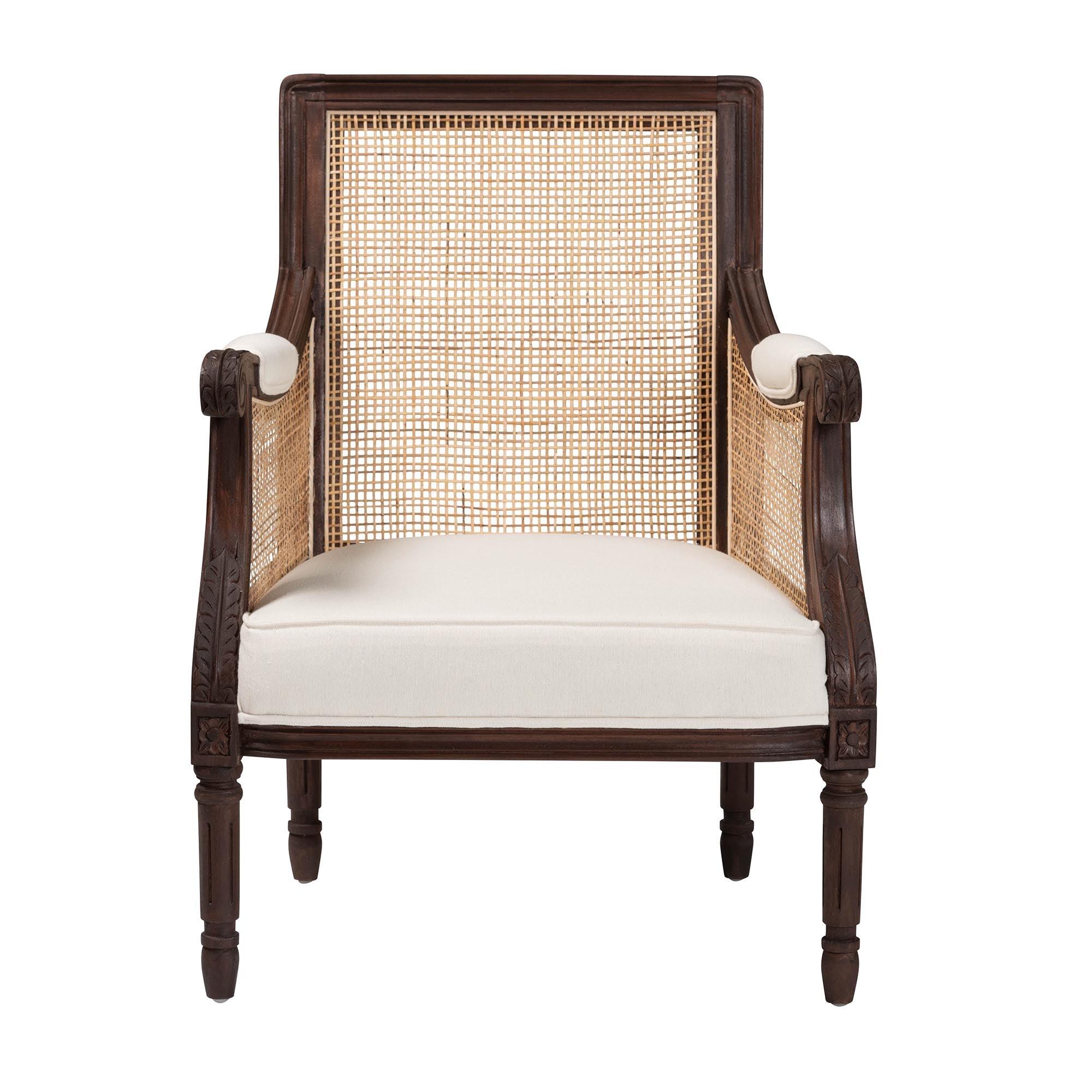 Bali & Pari Desmond Traditional French Fabric and Finished Wood Accent Chair