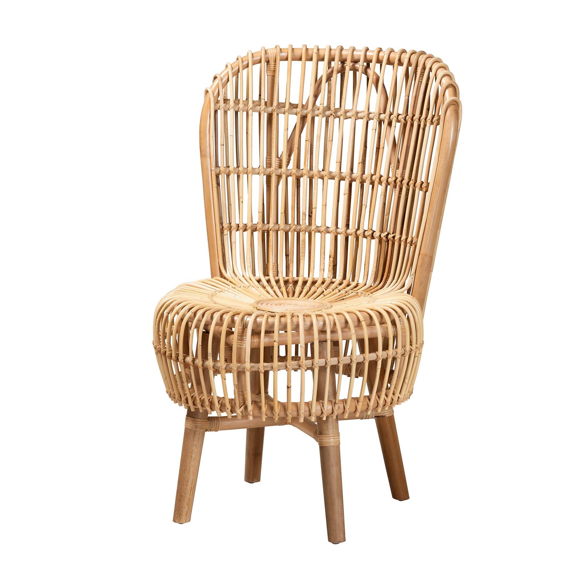 Bali & Pari Nagoya Modern Bohemian Rattan Tall Lounge Chair