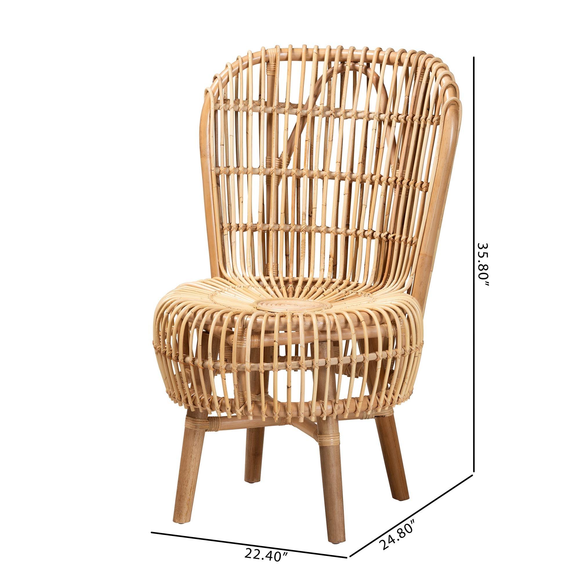Bali & Pari Nagoya Modern Bohemian Rattan Tall Lounge Chair