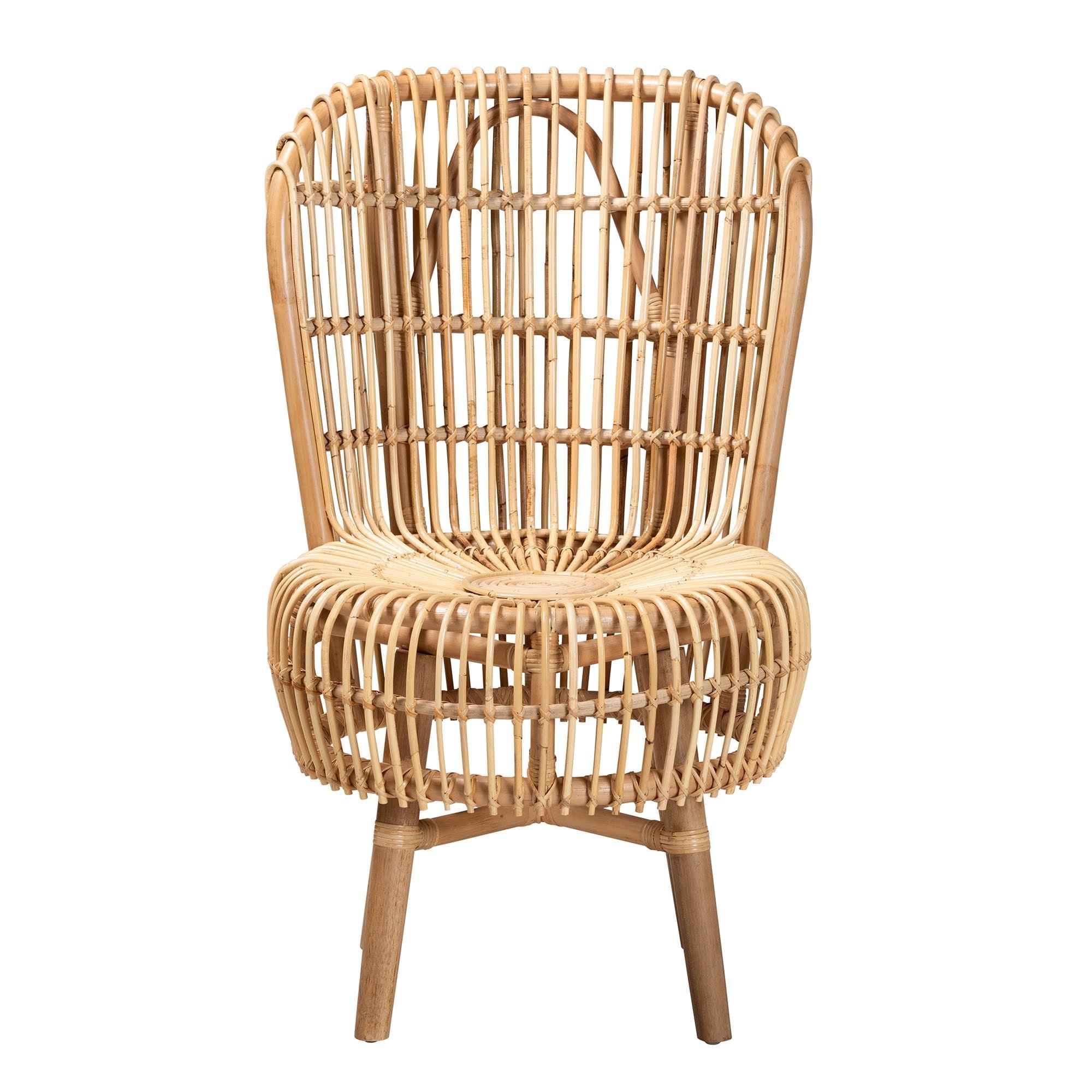 Bali & Pari Nagoya Modern Bohemian Rattan Tall Lounge Chair