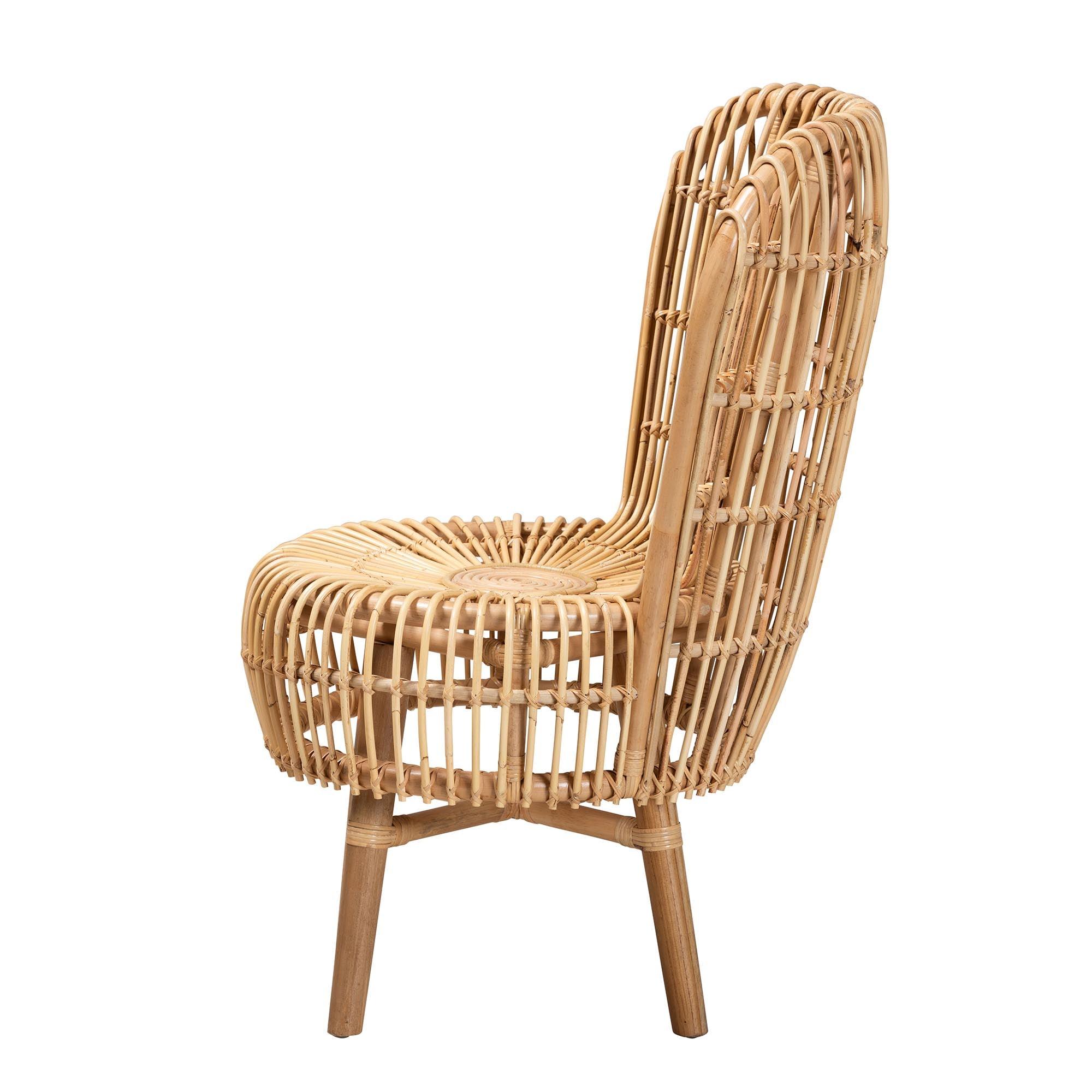 Bali & Pari Nagoya Modern Bohemian Rattan Tall Lounge Chair