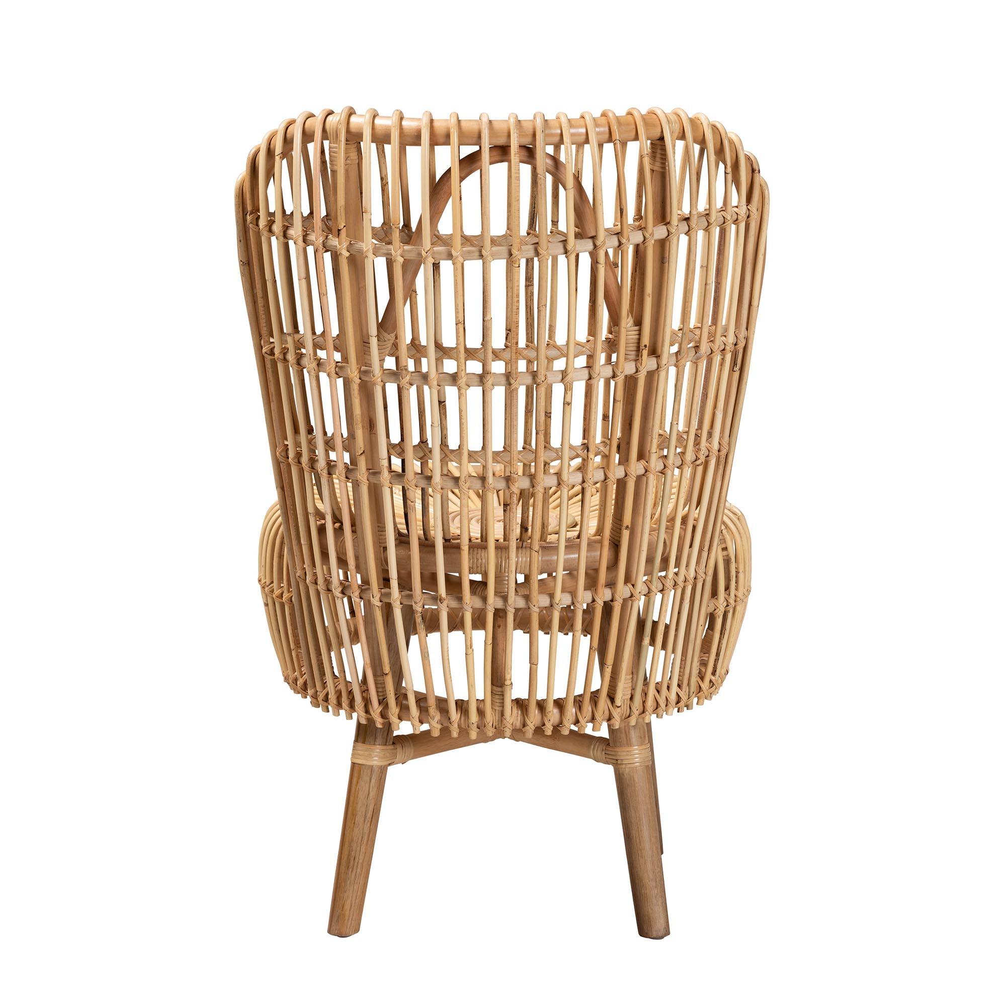Bali & Pari Nagoya Modern Bohemian Rattan Tall Lounge Chair