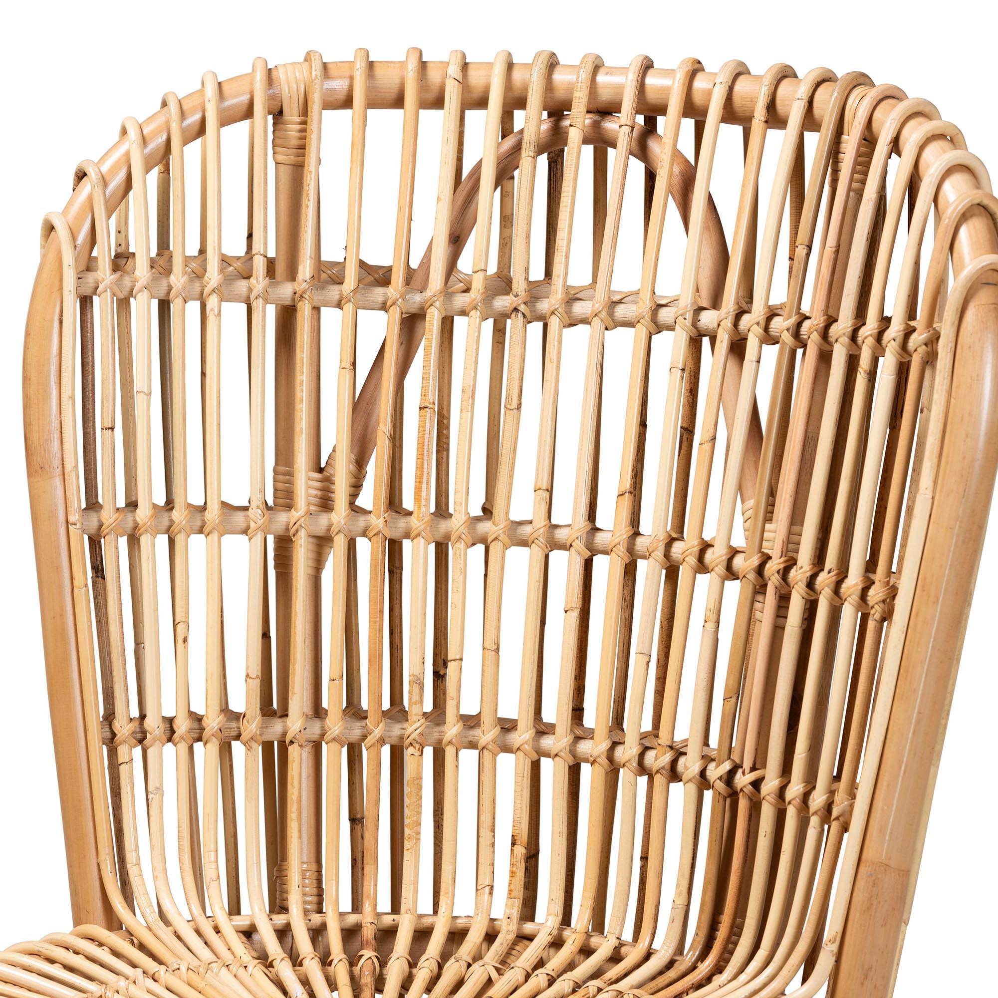 Bali & Pari Nagoya Modern Bohemian Rattan Tall Lounge Chair