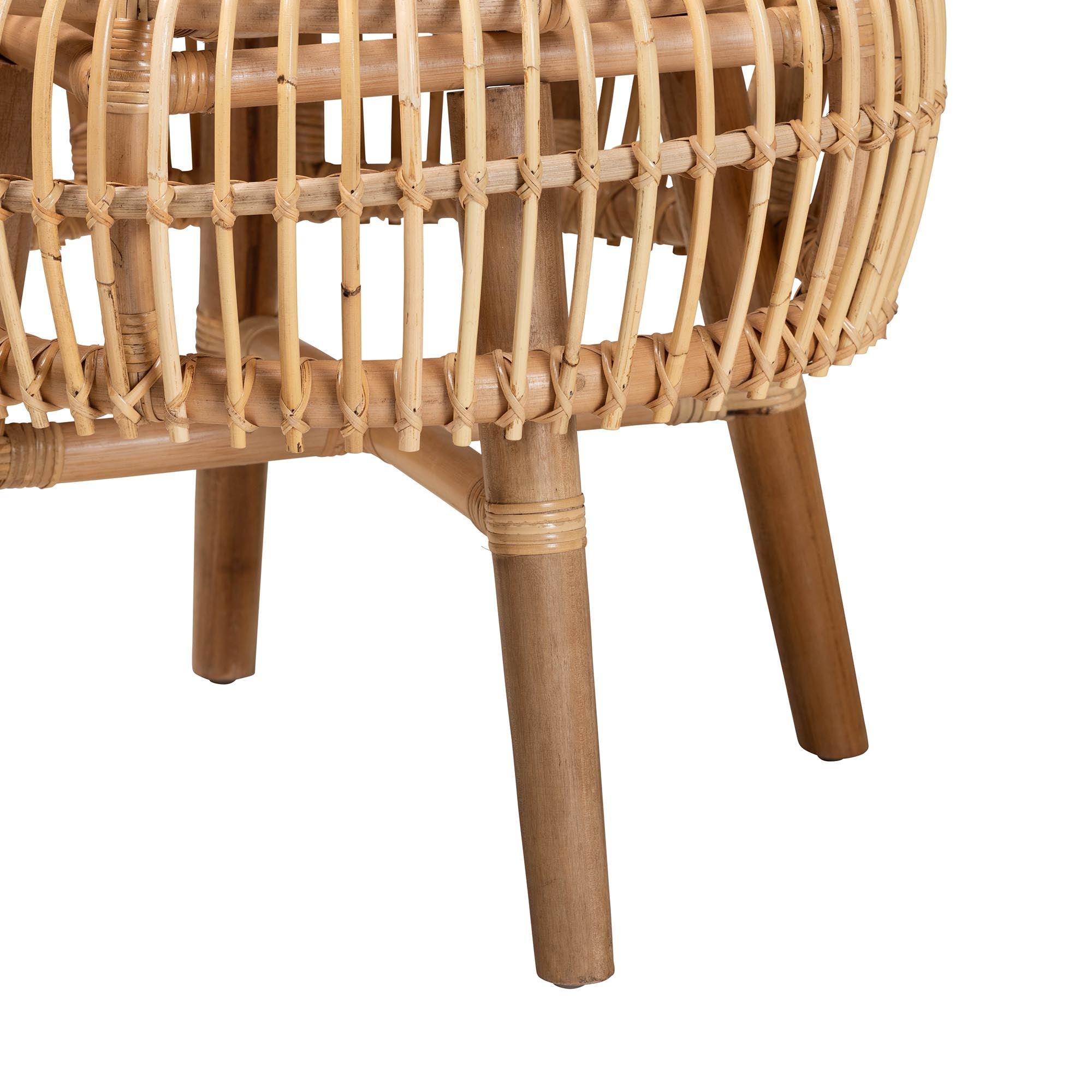Bali & Pari Nagoya Modern Bohemian Rattan Tall Lounge Chair