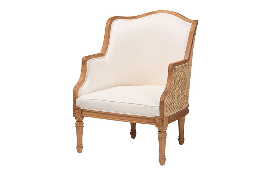 Bali & Pari Elizette Traditional French Fabric and Honey Finished Wood Accent Chair