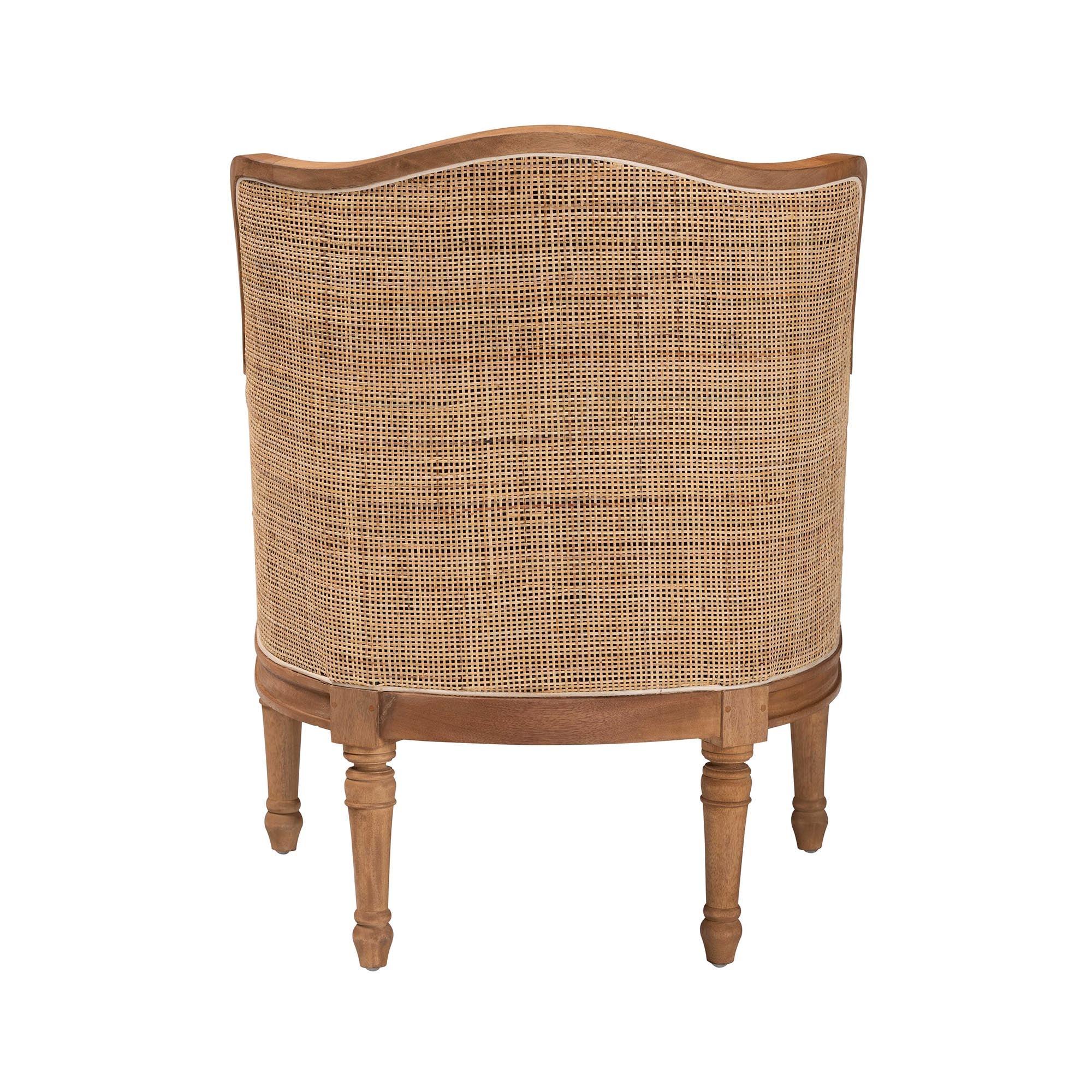 Bali & Pari Elizette Traditional French Fabric and Honey Finished Wood Accent Chair