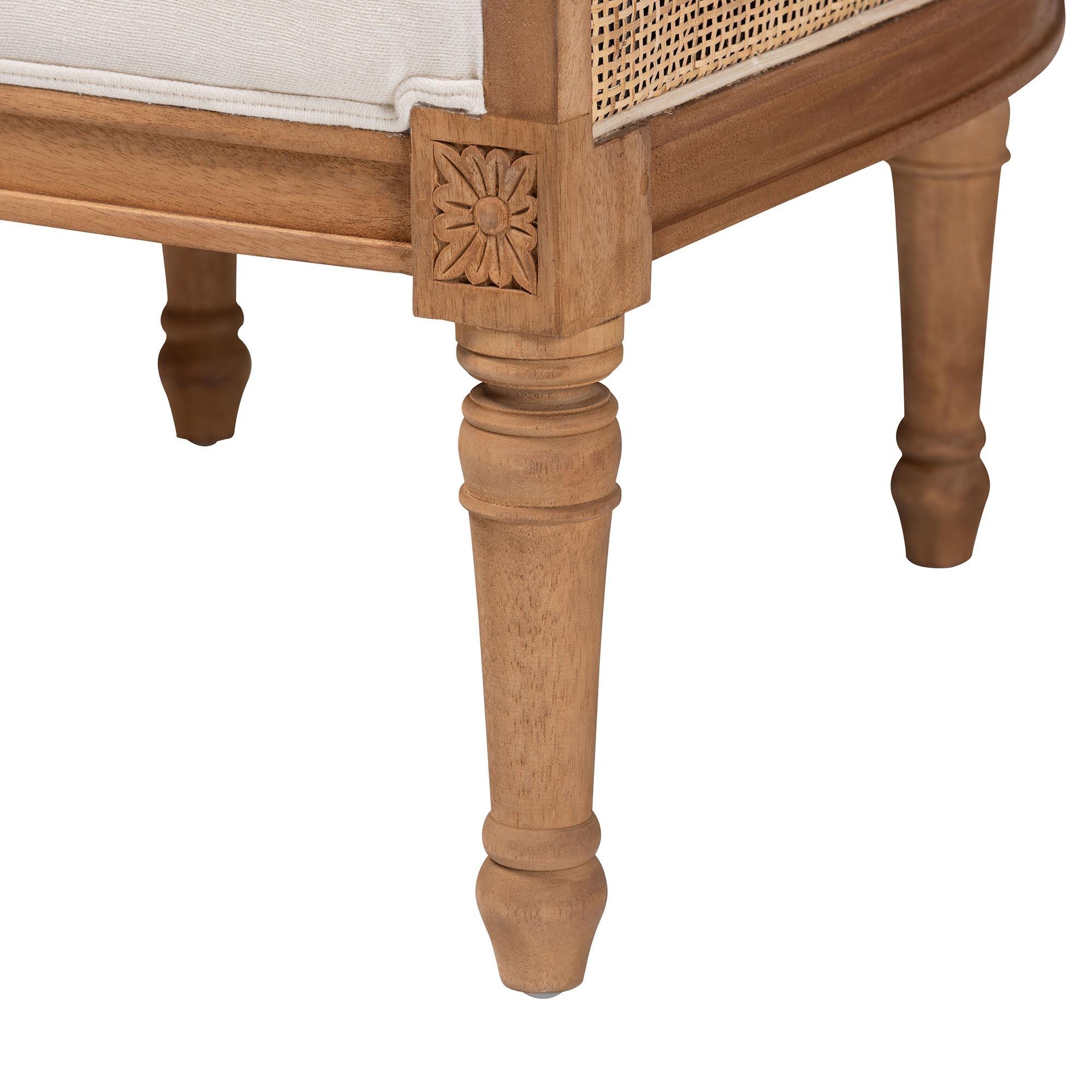Bali & Pari Elizette Traditional French Fabric and Honey Finished Wood Accent Chair