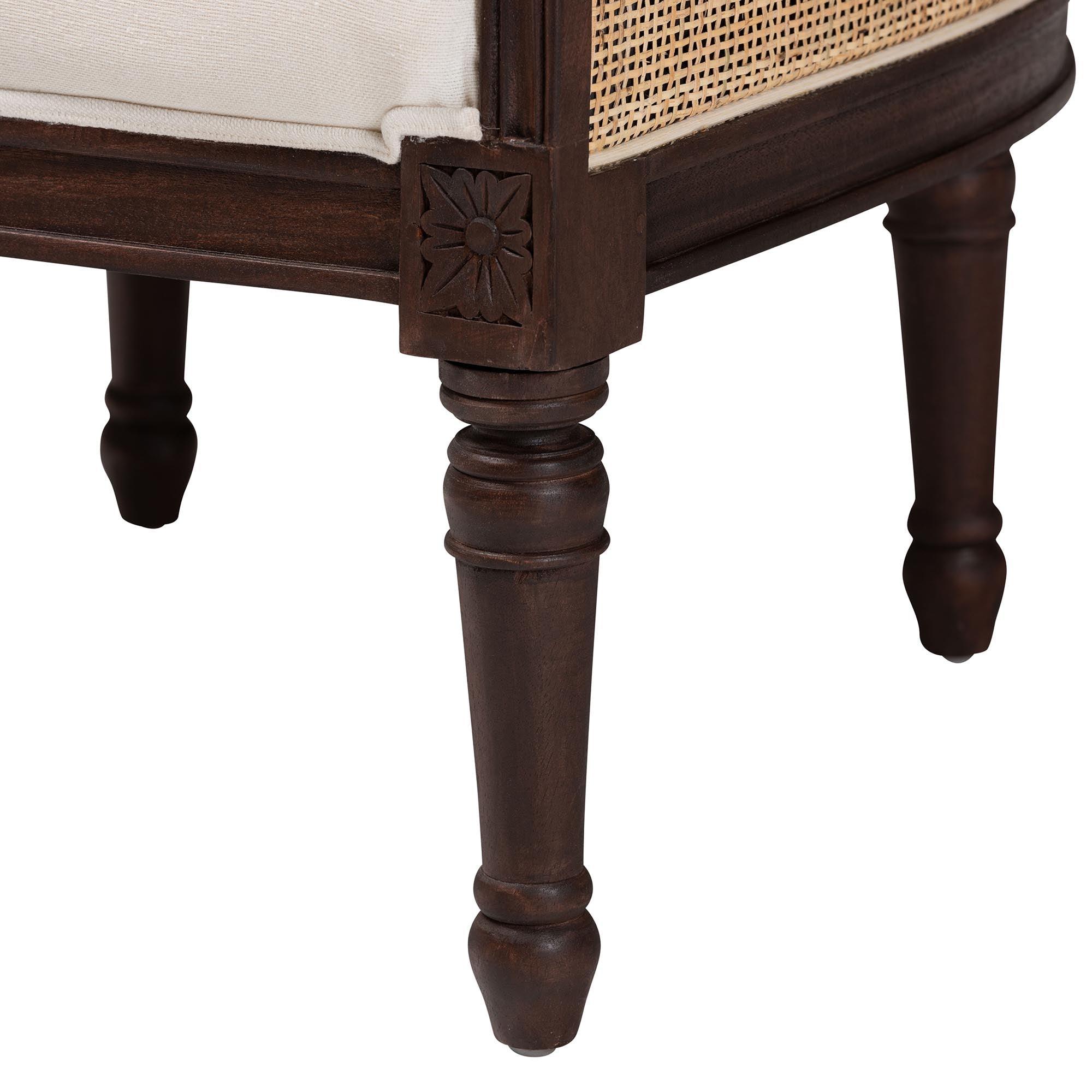 Bali & Pari Ornella Traditional French Fabric and Finished Wood Accent Chair