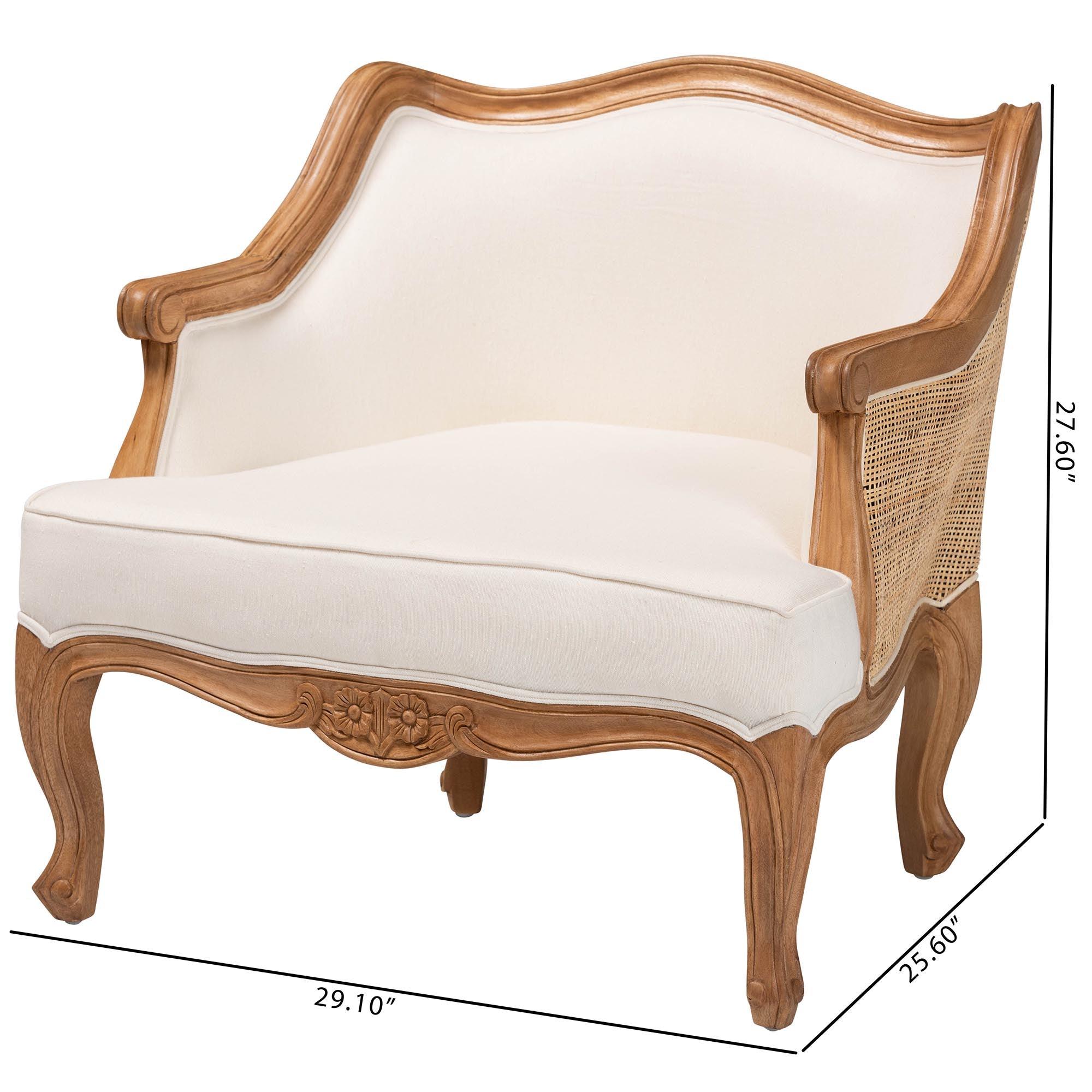 Bali & Pari Sylvestra Traditional French Fabric and Honey Finished Wood Low Seat Accent Chair