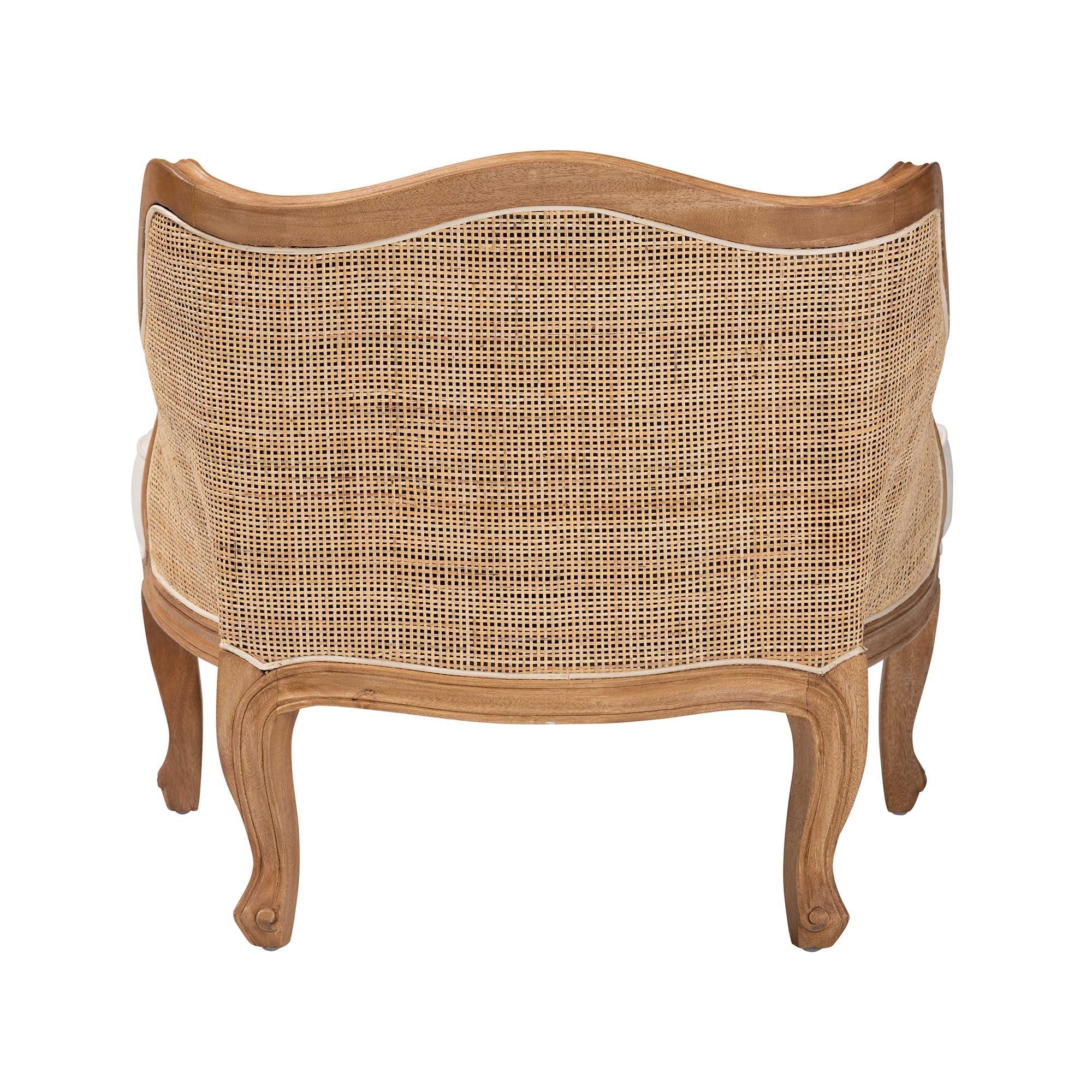 Bali & Pari Sylvestra Traditional French Fabric and Honey Finished Wood Low Seat Accent Chair
