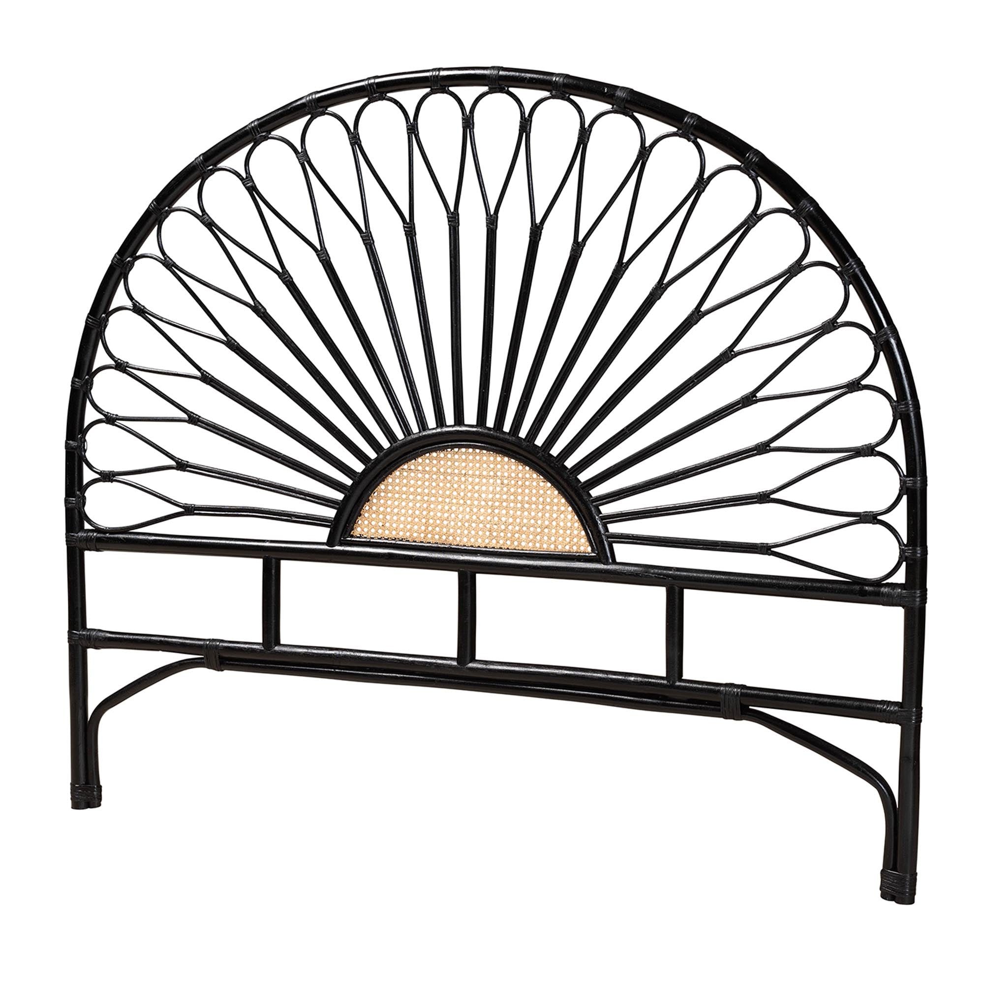 Bali & Pari Perenna Modern Bohemian Two-Tone and Rattan Standalone Headboard