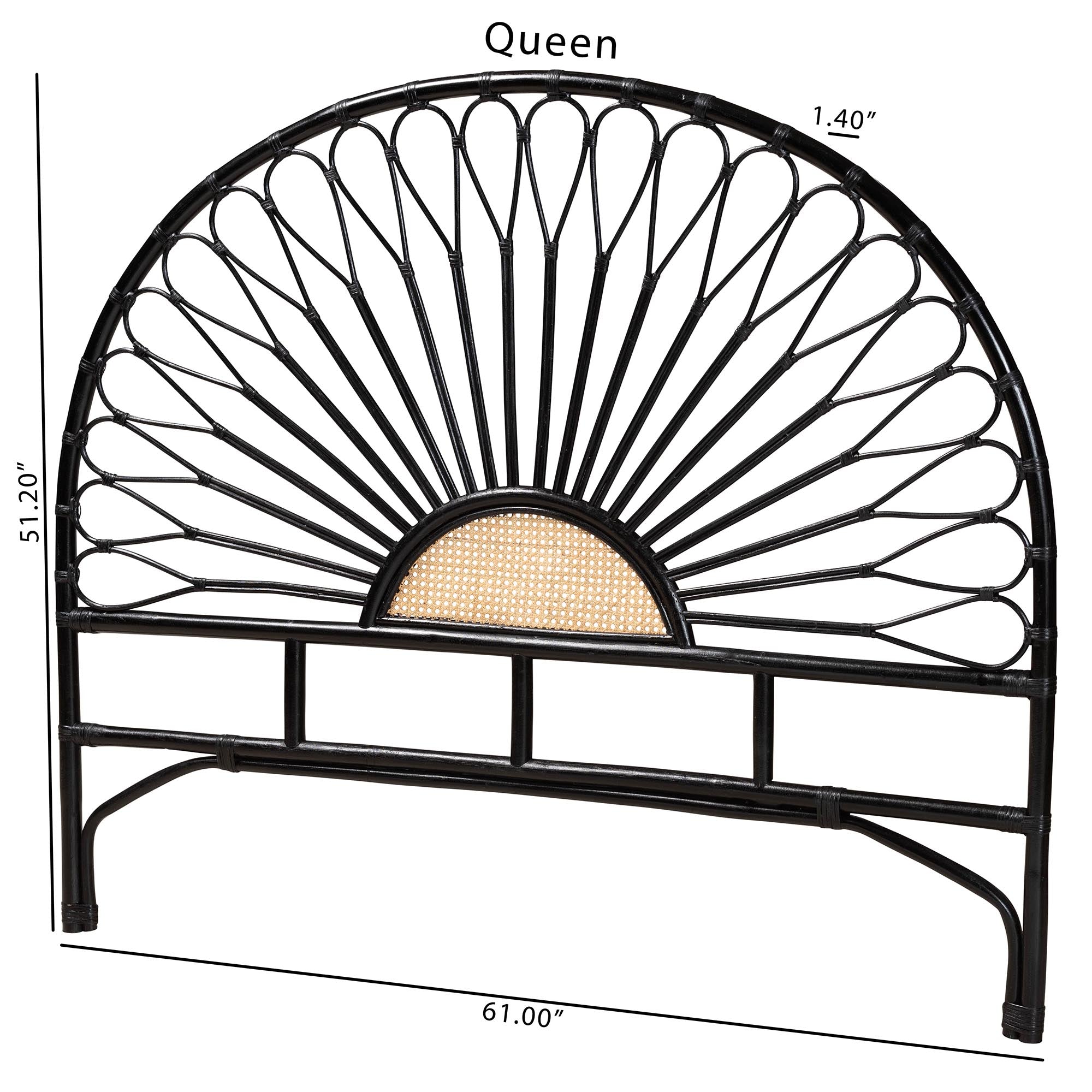 Bali & Pari Perenna Modern Bohemian Two-Tone and Rattan Standalone Headboard