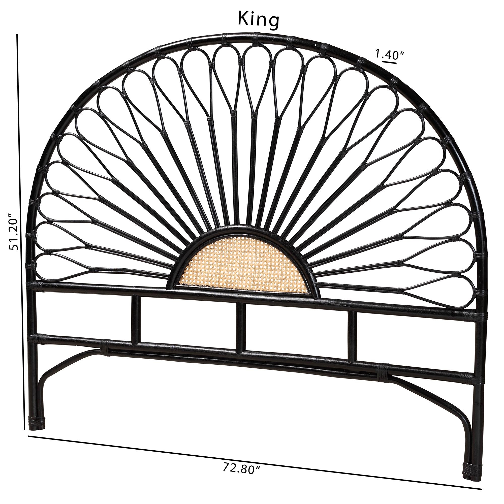 Bali & Pari Perenna Modern Bohemian Two-Tone and Rattan Standalone Headboard
