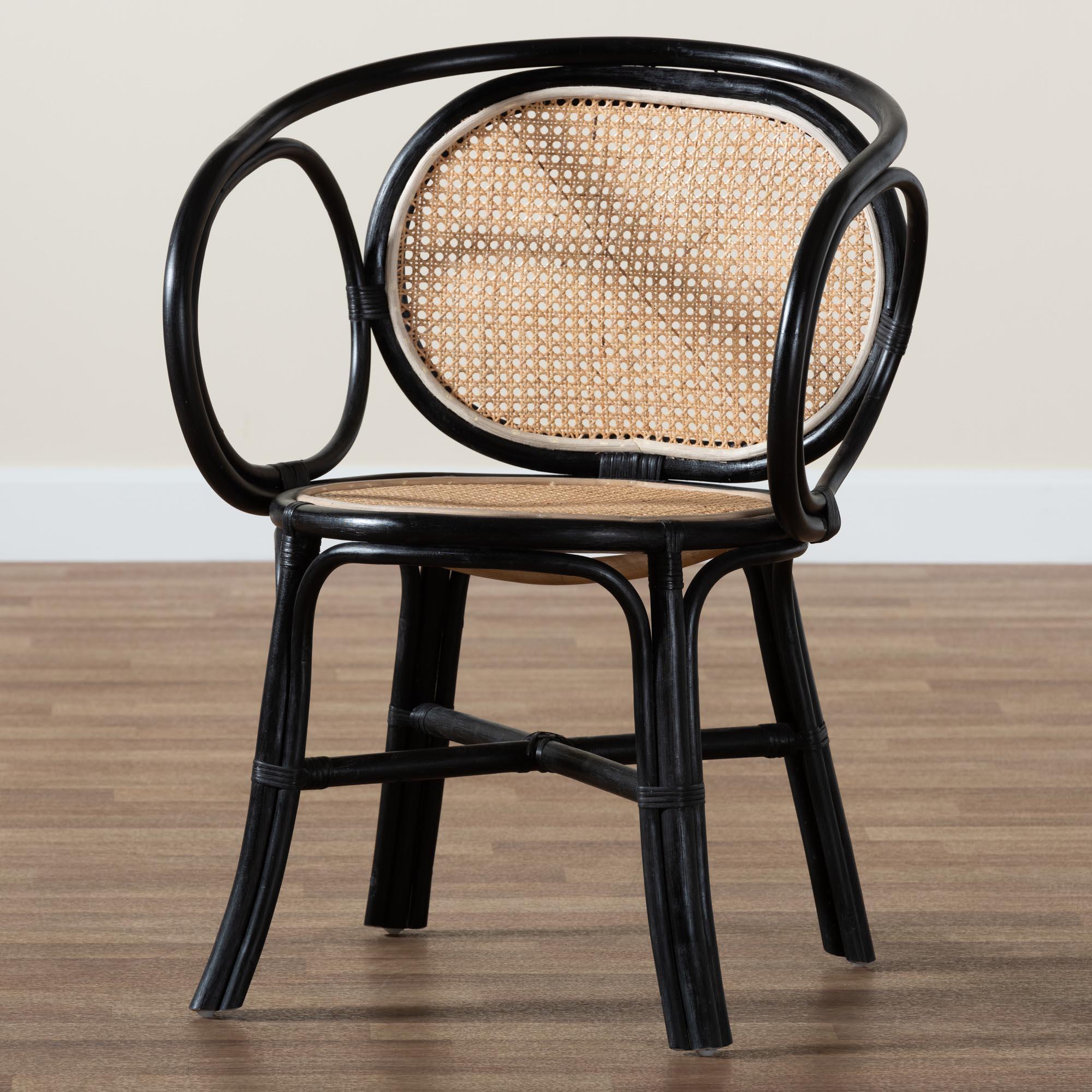 bali & pari Palesa Modern Bohemian Two-Tone and Rattan Dining Chair