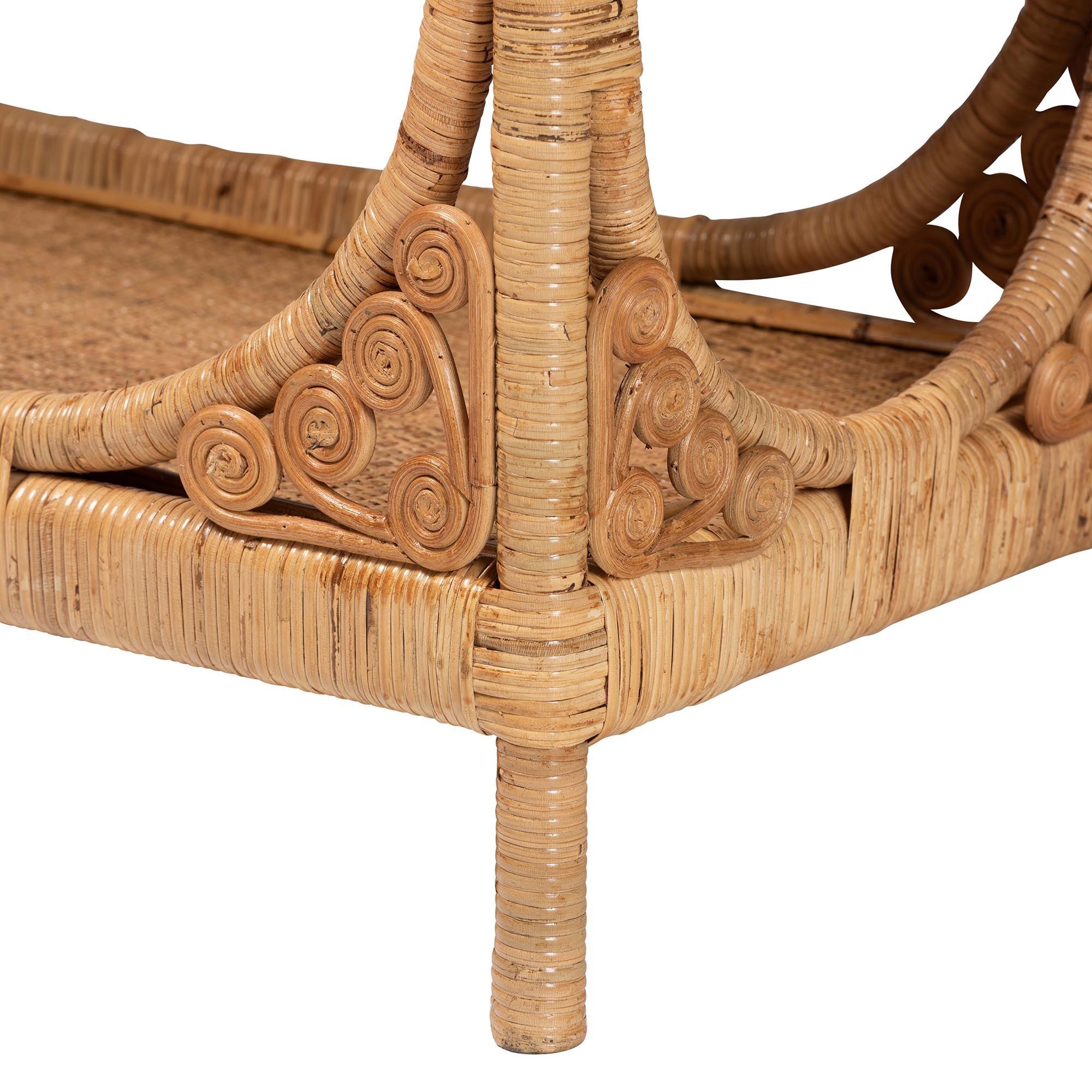 Bali & Pari Ramona Modern Bohemian Light Honey Rattan Console Table