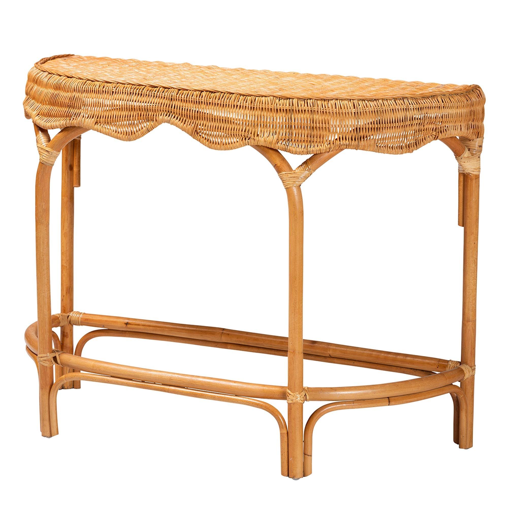 Bali & Pari Wakana Modern Bohemian Rattan Console Table