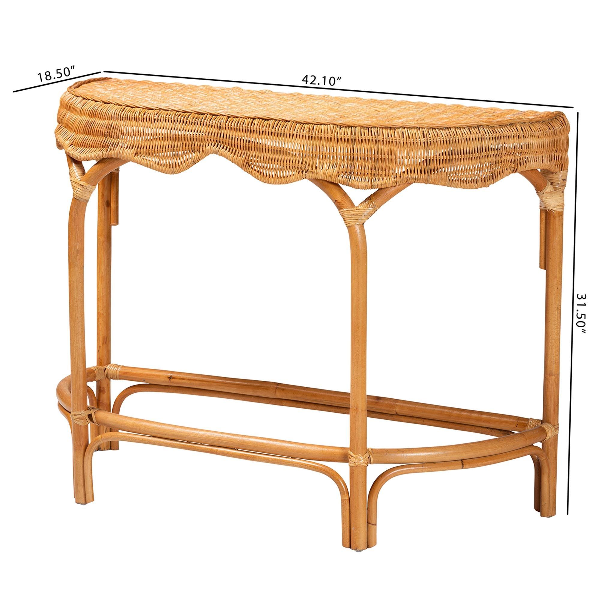 Bali & Pari Wakana Modern Bohemian Rattan Console Table