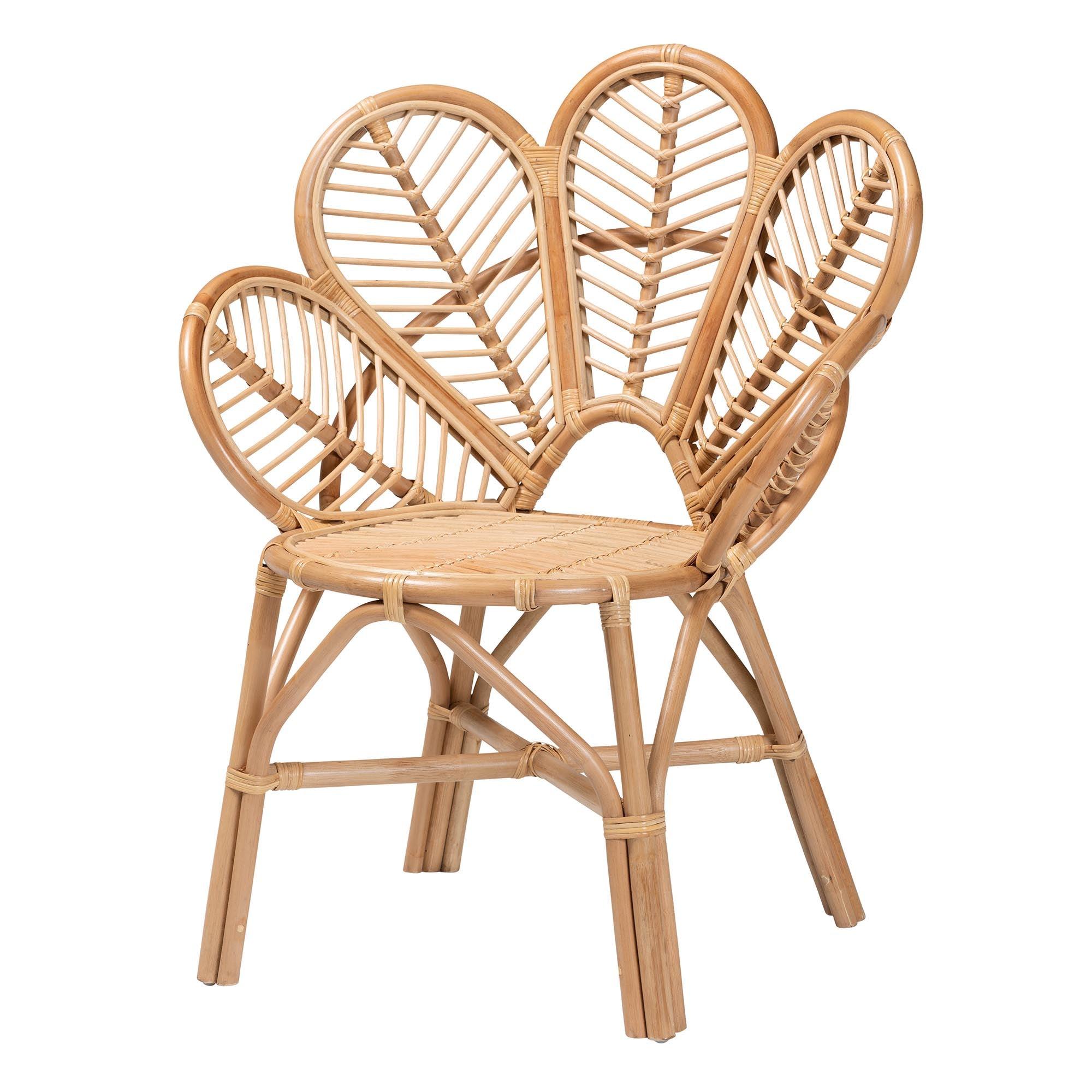 Bali & Pari Eliava Modern Bohemian Rattan Flower Accent Chair