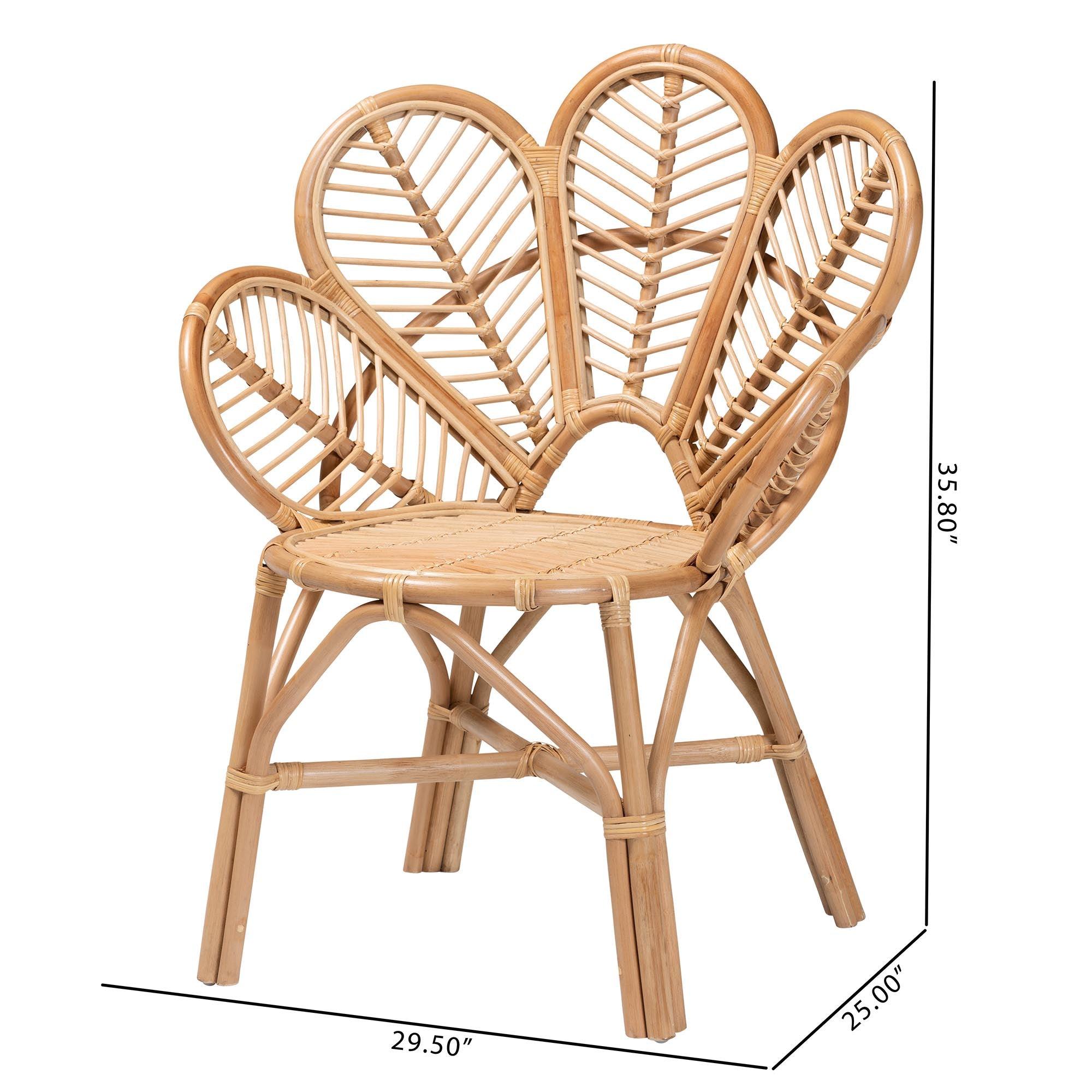 Bali & Pari Eliava Modern Bohemian Rattan Flower Accent Chair