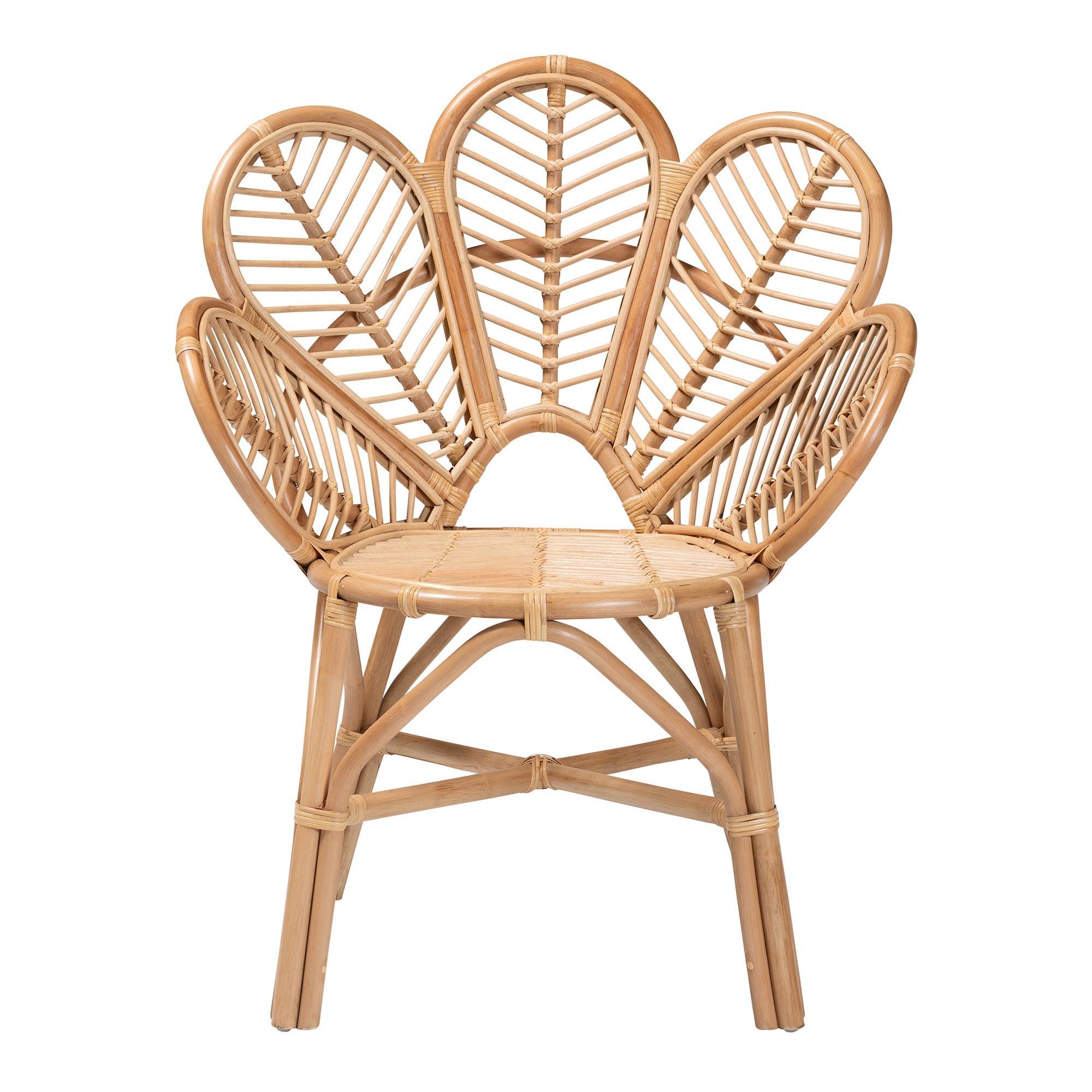 Bali & Pari Eliava Modern Bohemian Rattan Flower Accent Chair