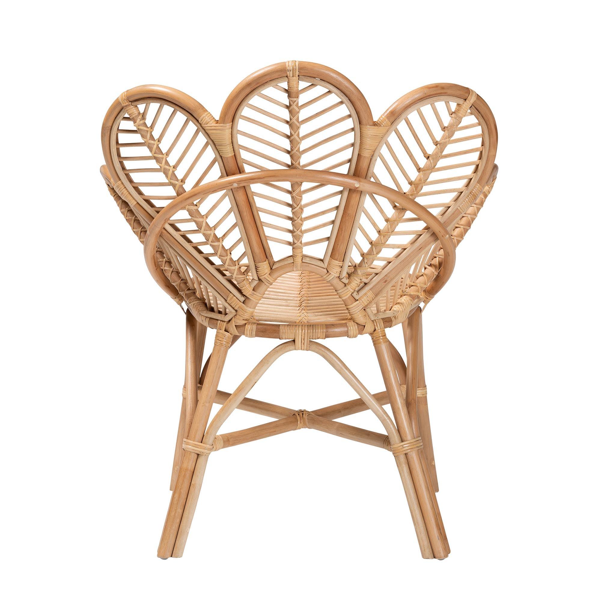 Bali & Pari Eliava Modern Bohemian Rattan Flower Accent Chair
