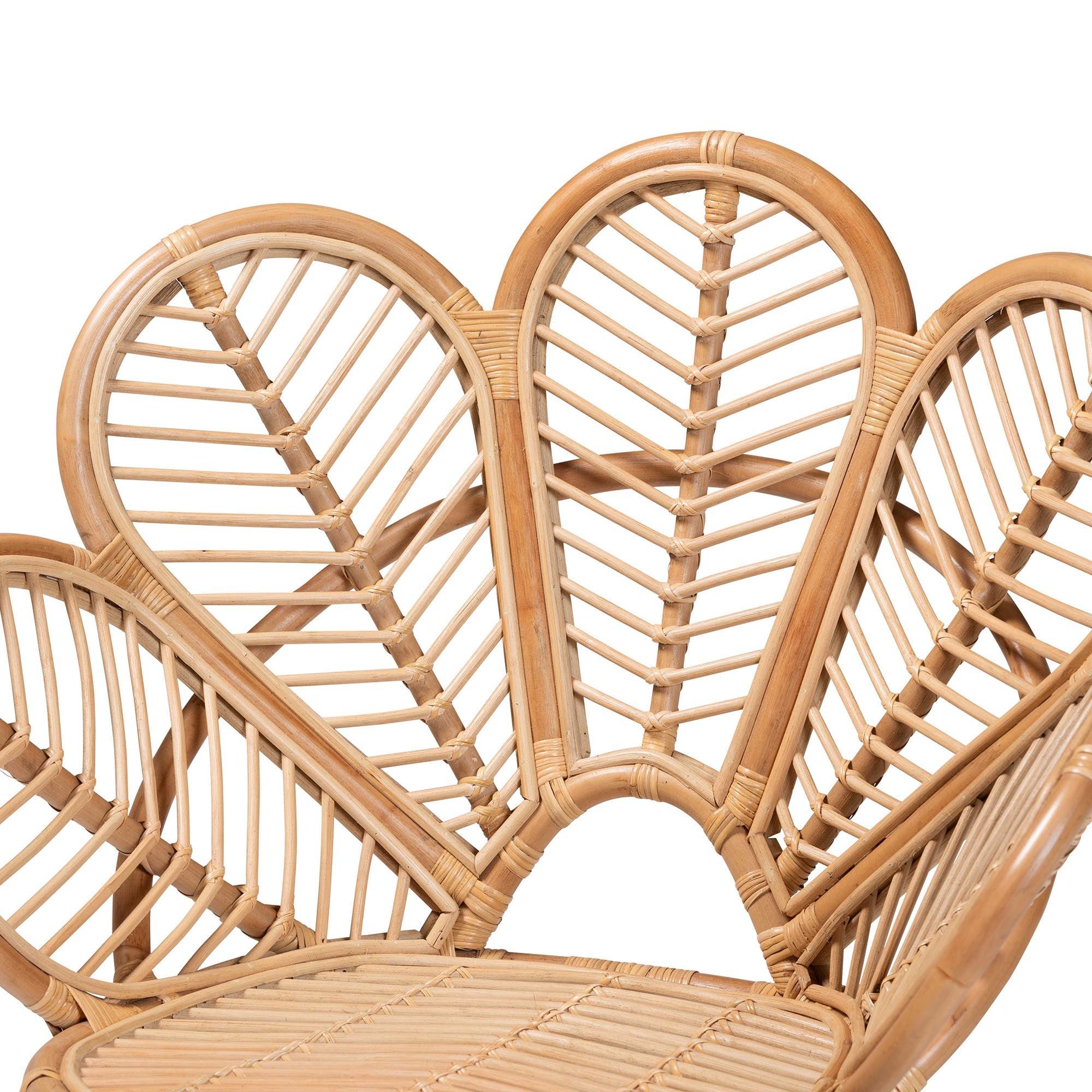 Bali & Pari Eliava Modern Bohemian Rattan Flower Accent Chair