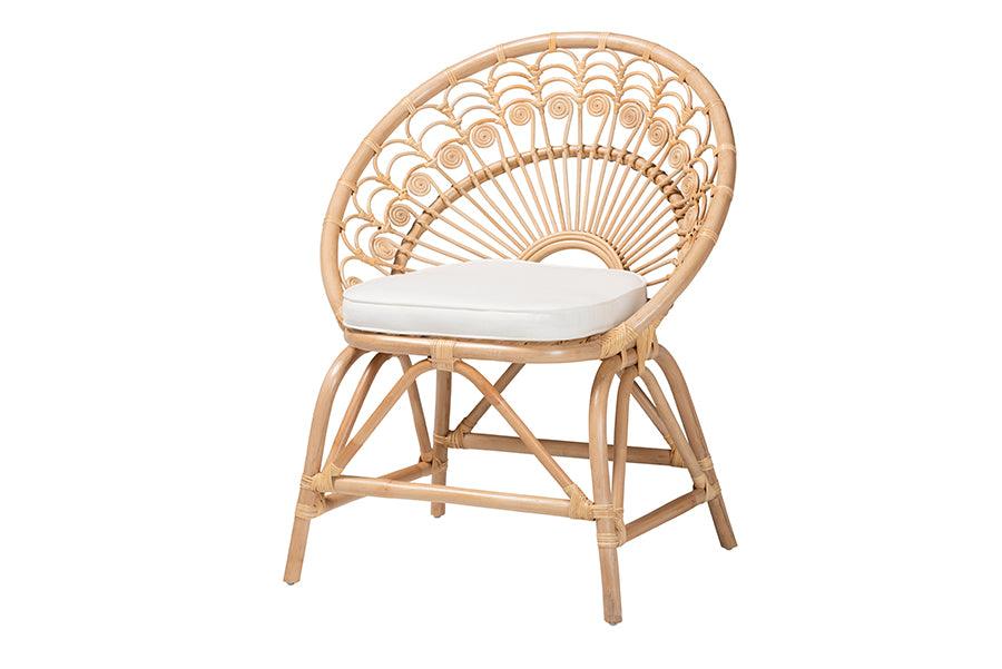 Bali & Pari Abriella Modern Bohemian Rattan Peacock Accent Chair