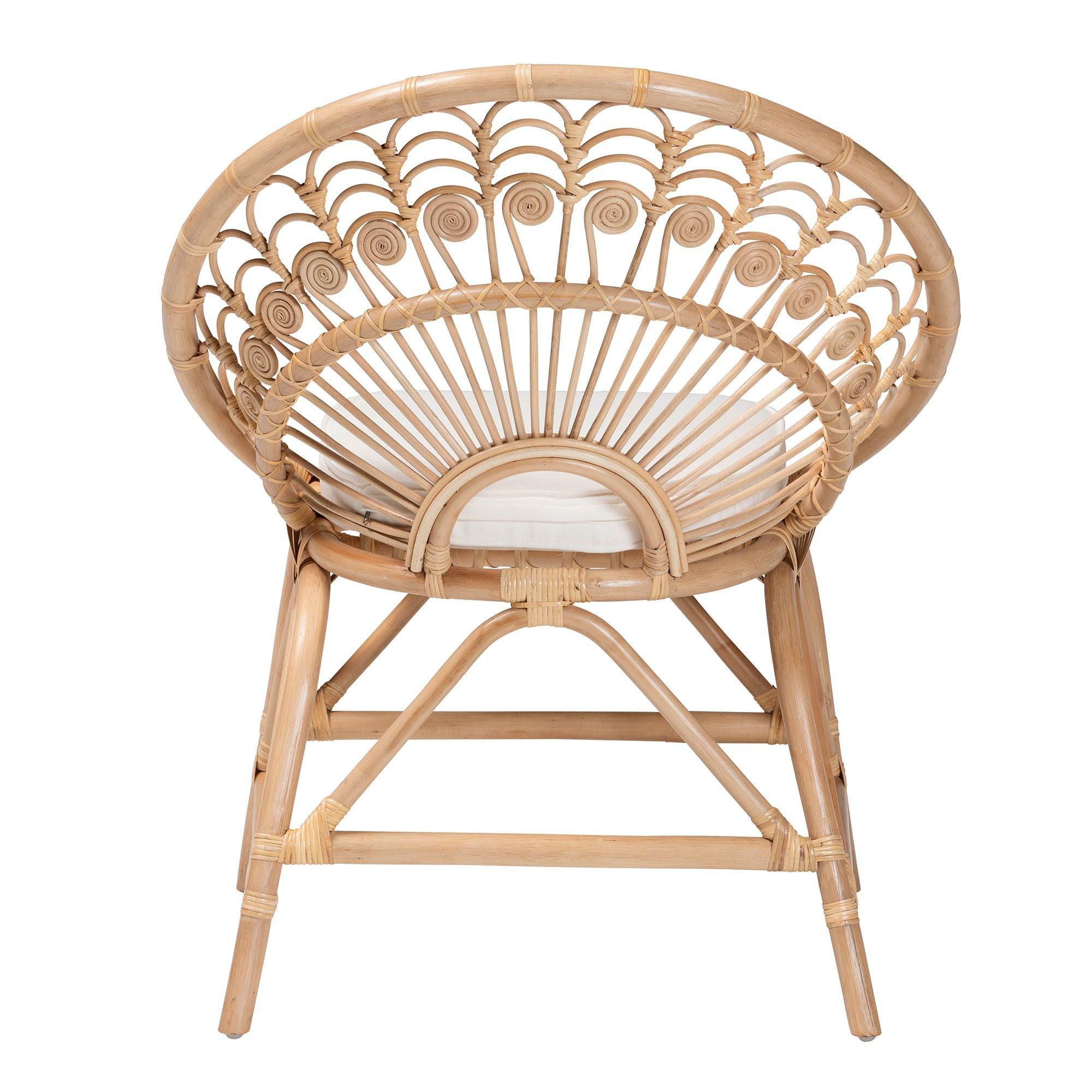 Bali & Pari Abriella Modern Bohemian Rattan Peacock Accent Chair