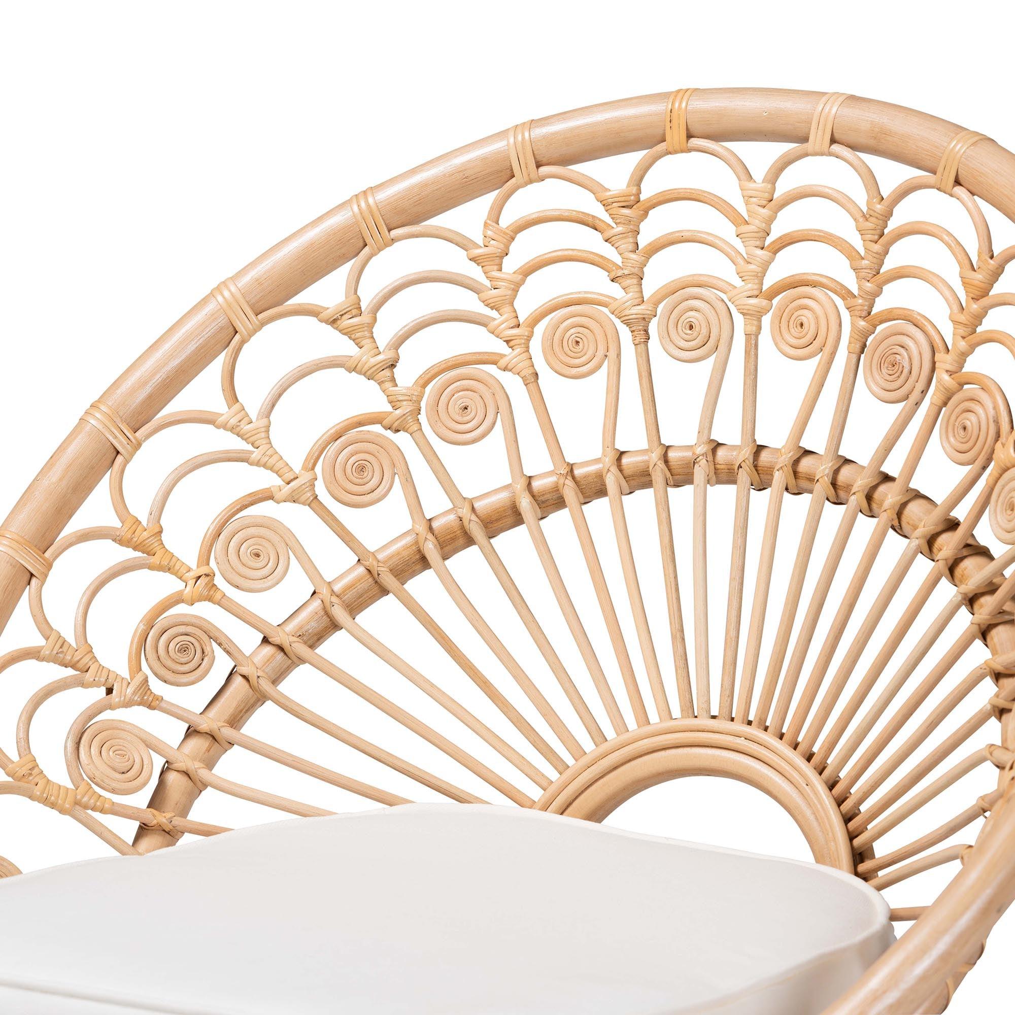 Bali & Pari Abriella Modern Bohemian Rattan Peacock Accent Chair