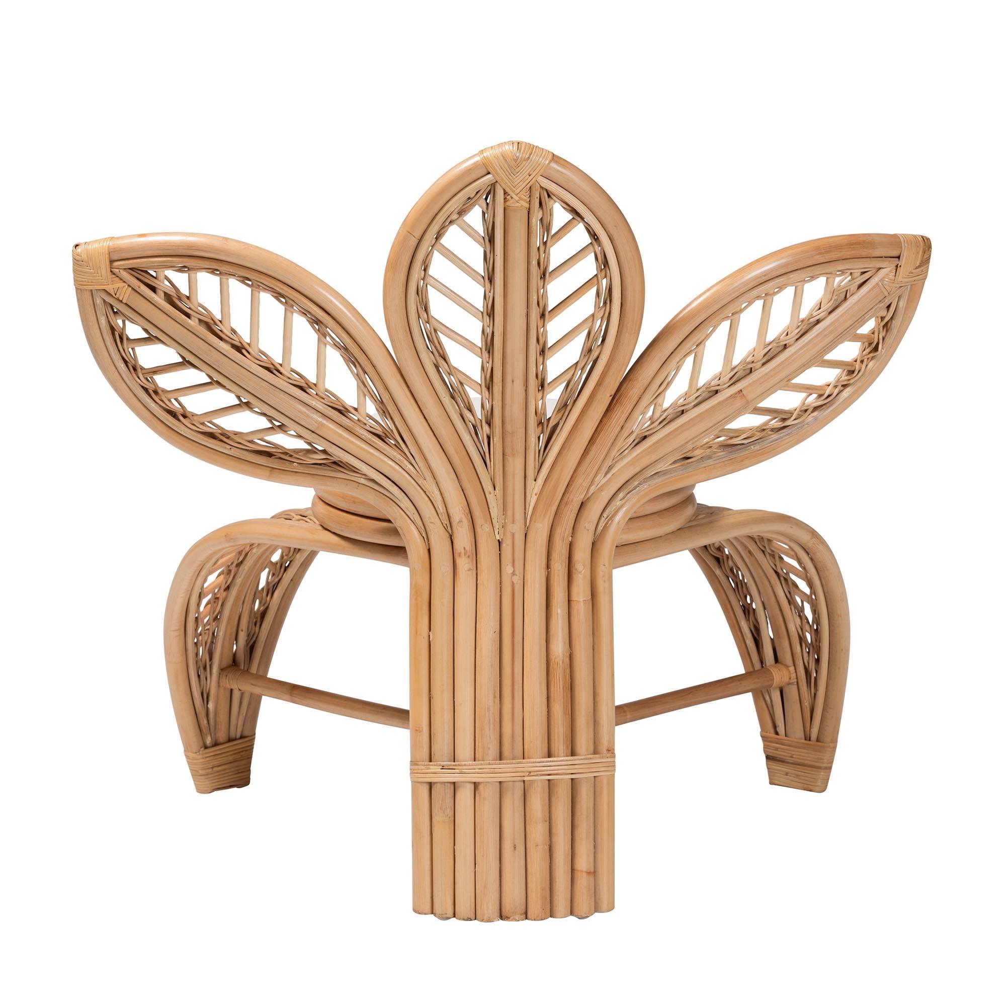 Bali & Pari Gresham Modern Bohemian Rattan Leaf Accent Chair